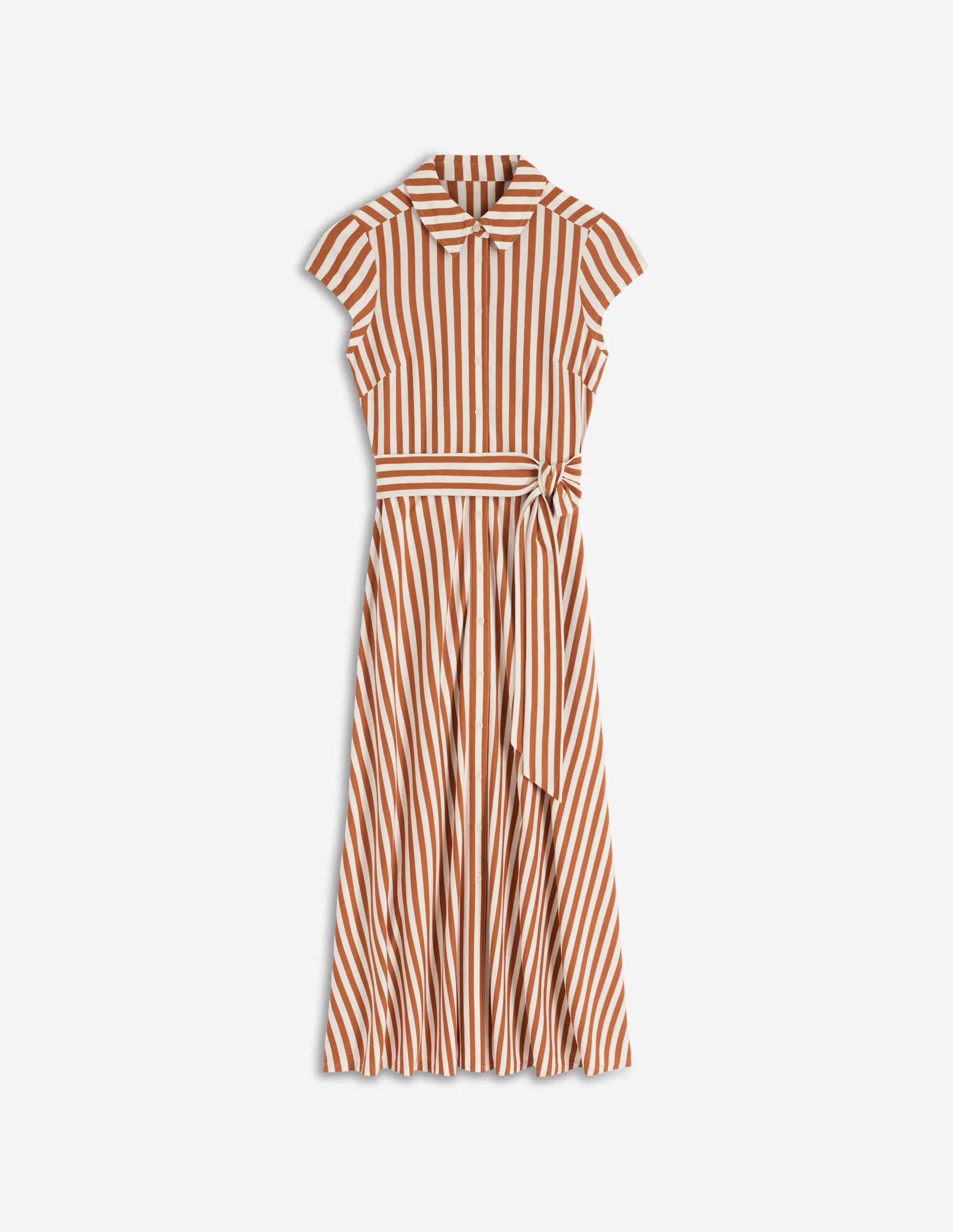 Marcia Jersey-Hemdblusenkleid-Cognac und Naturweiß Streifen - Image 5