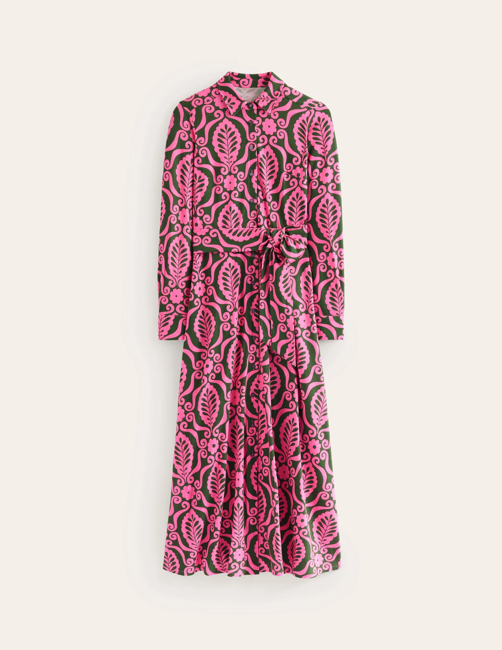 Marcia Jersey-Hemdblusenkleid-Festliches Rosa, Blattstempel - Image 7