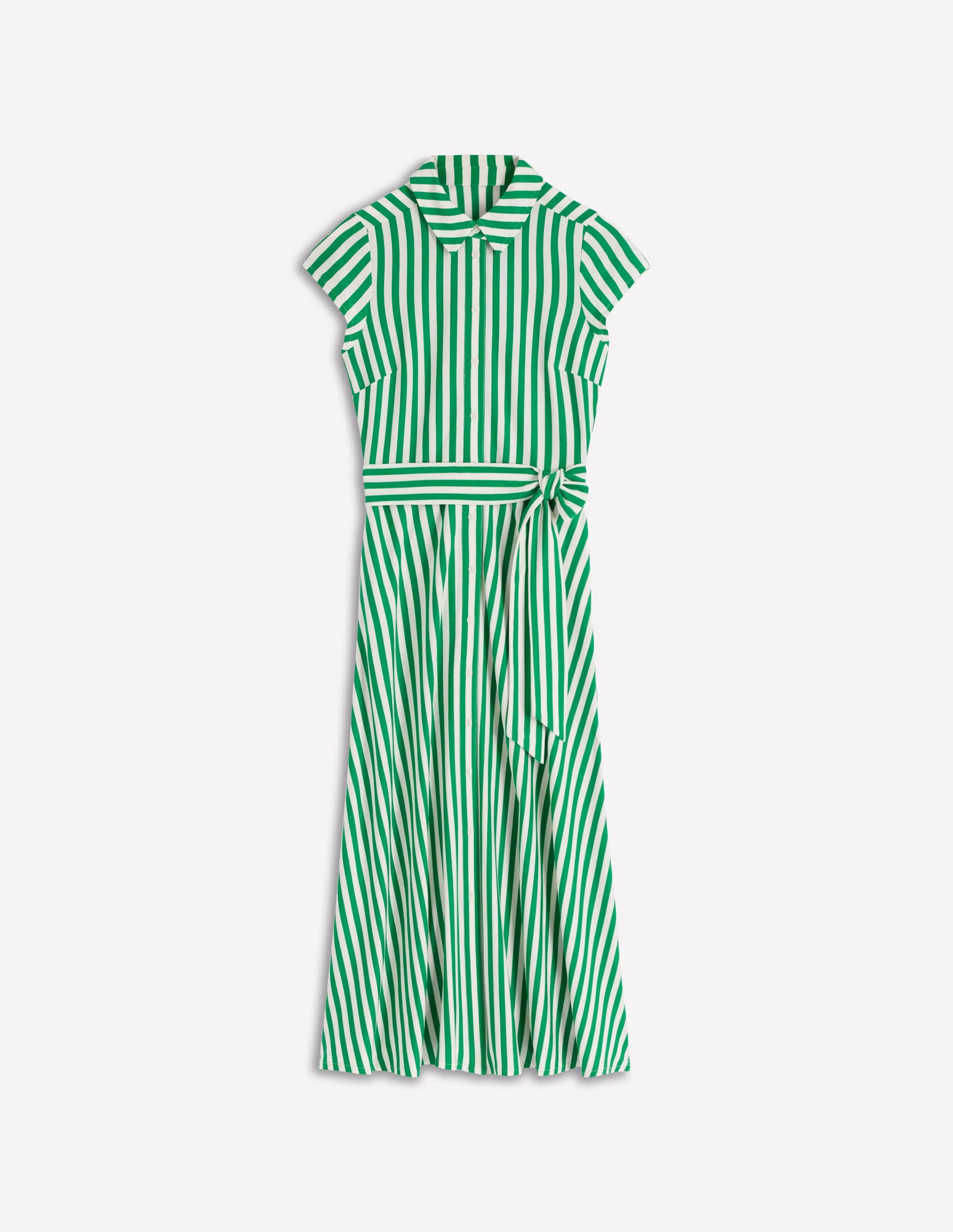 Marcia Jersey-Hemdblusenkleid-Grün und Naturweiß Streifen - Image 10