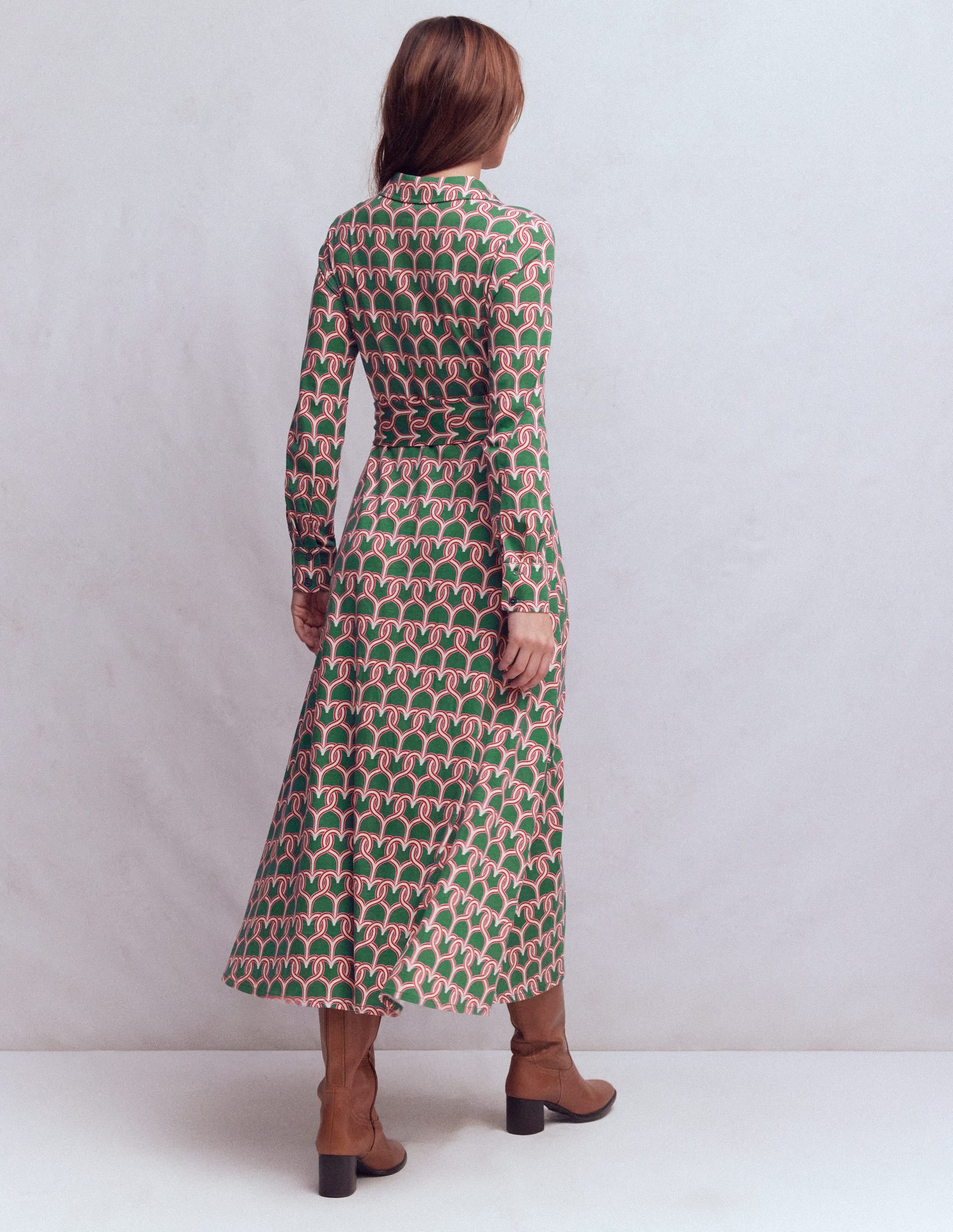 Marcia Jersey-Hemdblusenkleid-Jägergrün, Herzkettenglied - Image 4