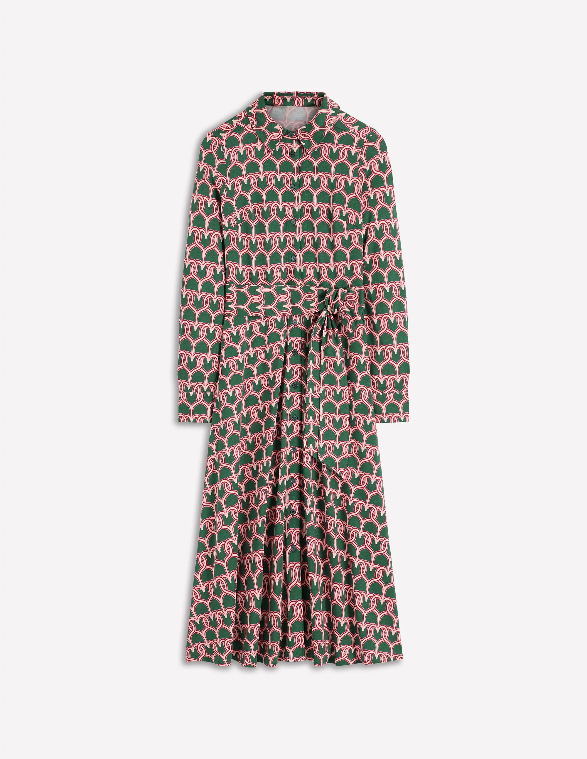 Marcia Jersey-Hemdblusenkleid-Jägergrün, Herzkettenglied - Image 5