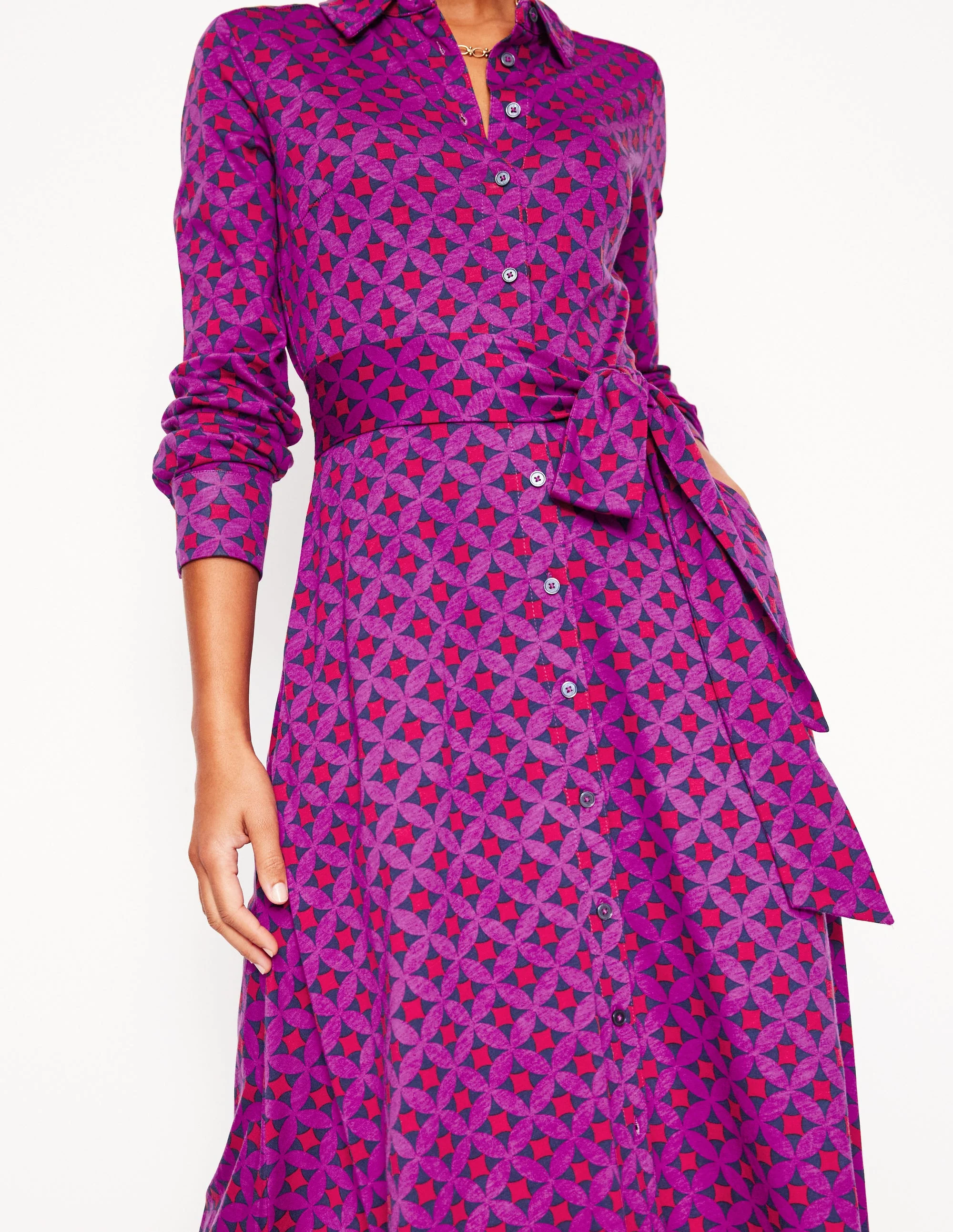 Marcia Jersey-Hemdblusenkleid-Königliches Purpur, Motiv Diamond Terrace - Image 2