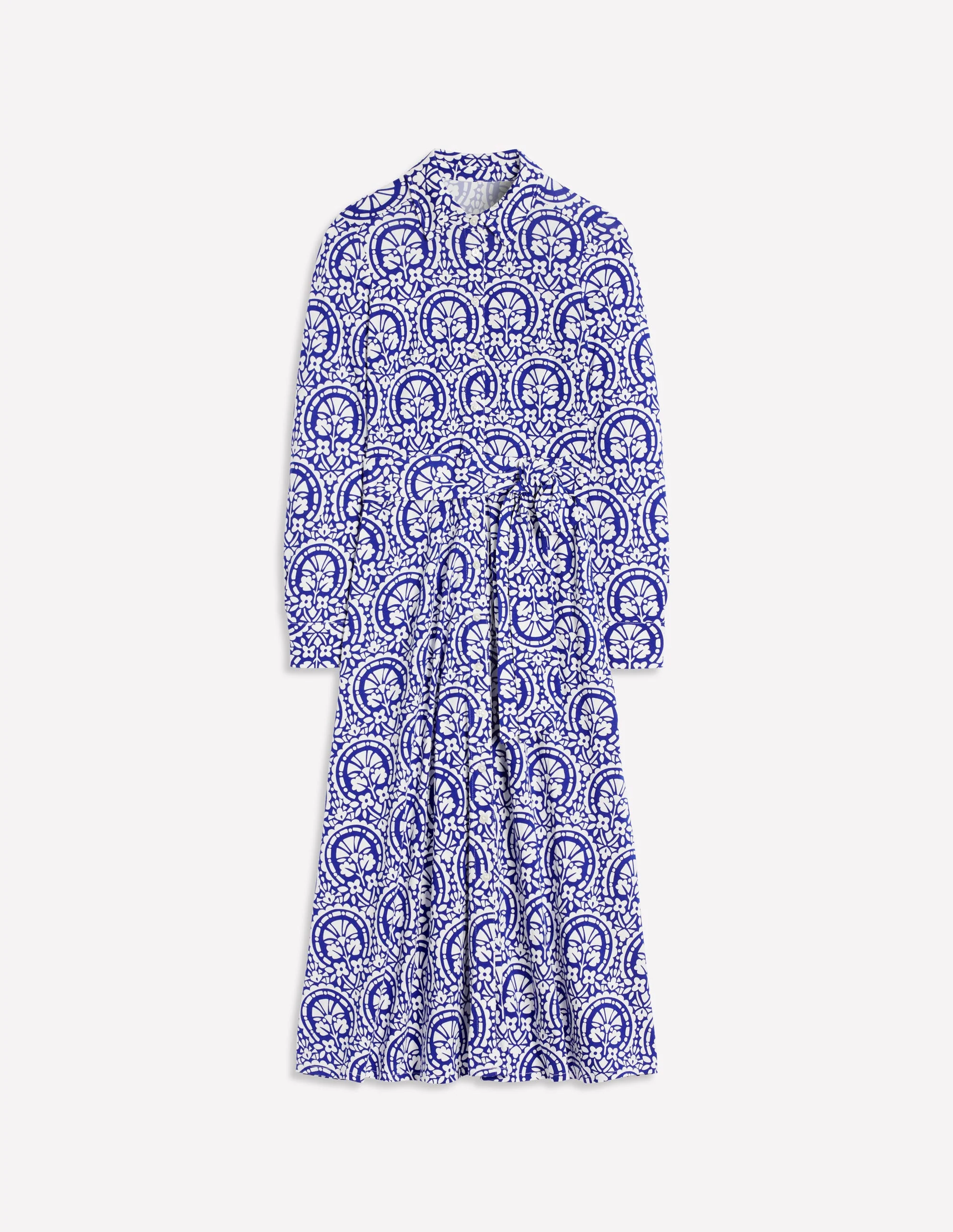 Marcia Jersey-Hemdblusenkleid-Leuchtendes Blau, Aufwendiger Stempel - Image 9