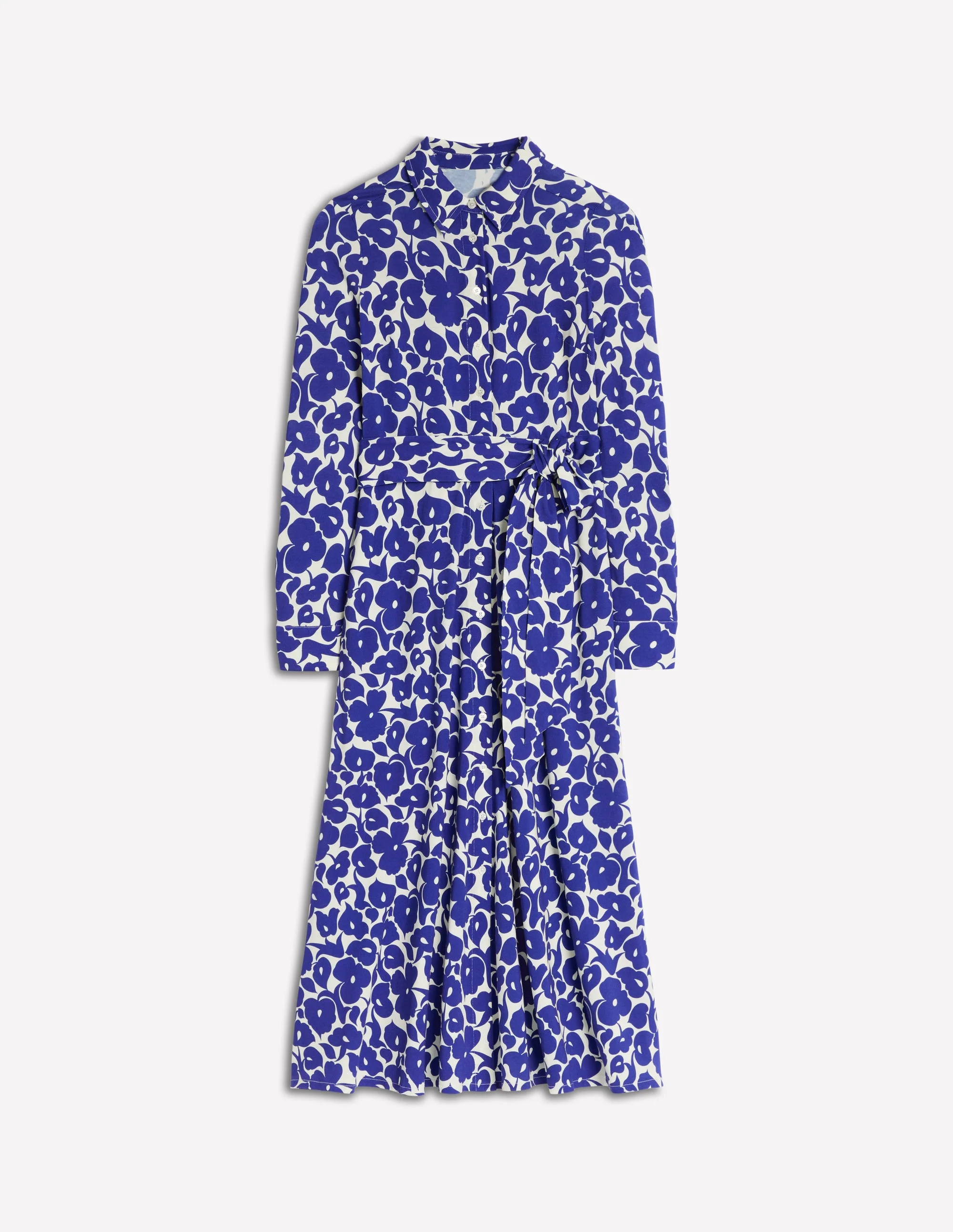 Marcia Jersey-Hemdblusenkleid-Leuchtendes Blau, Laubhain - Image 6