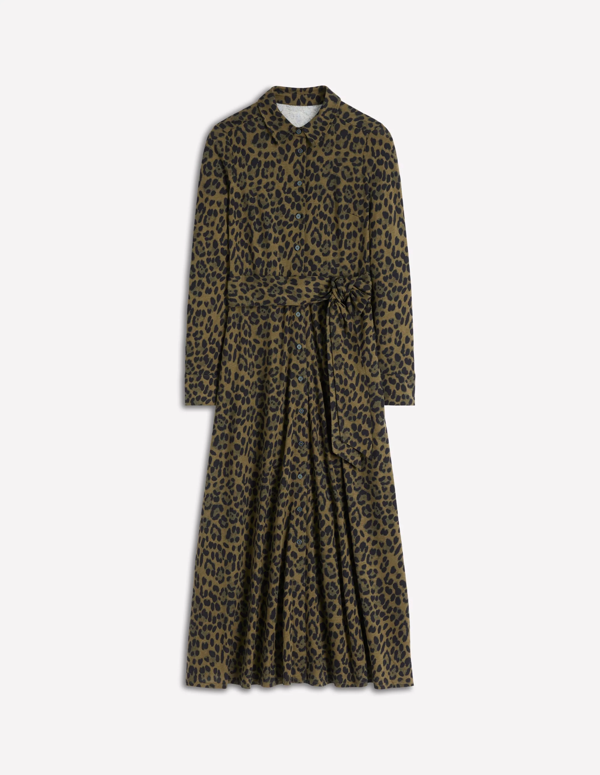 Marcia Jersey-Hemdblusenkleid-Militär-Olivgrün, Gebürstetes Tierfellmuster - Image 8