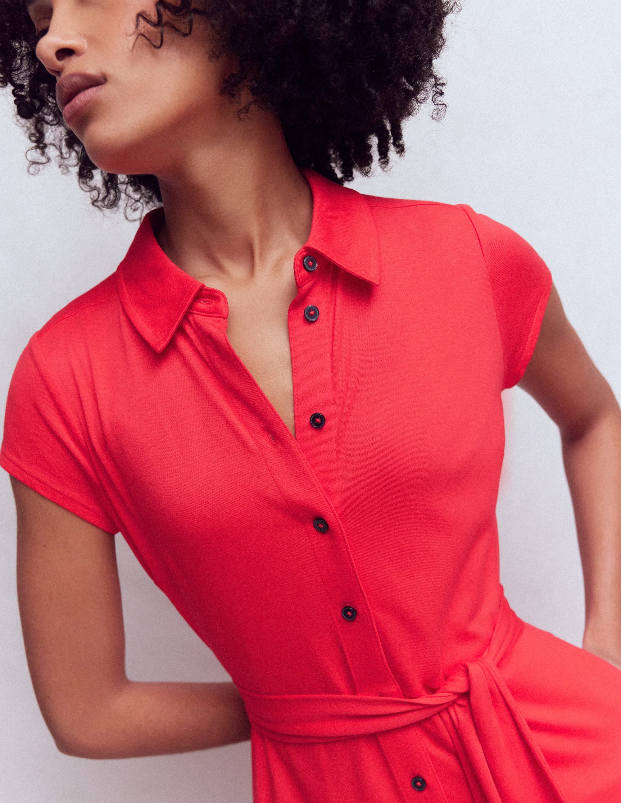 Marcia Jersey-Hemdblusenkleid-Mohnblumenrot - Image 2
