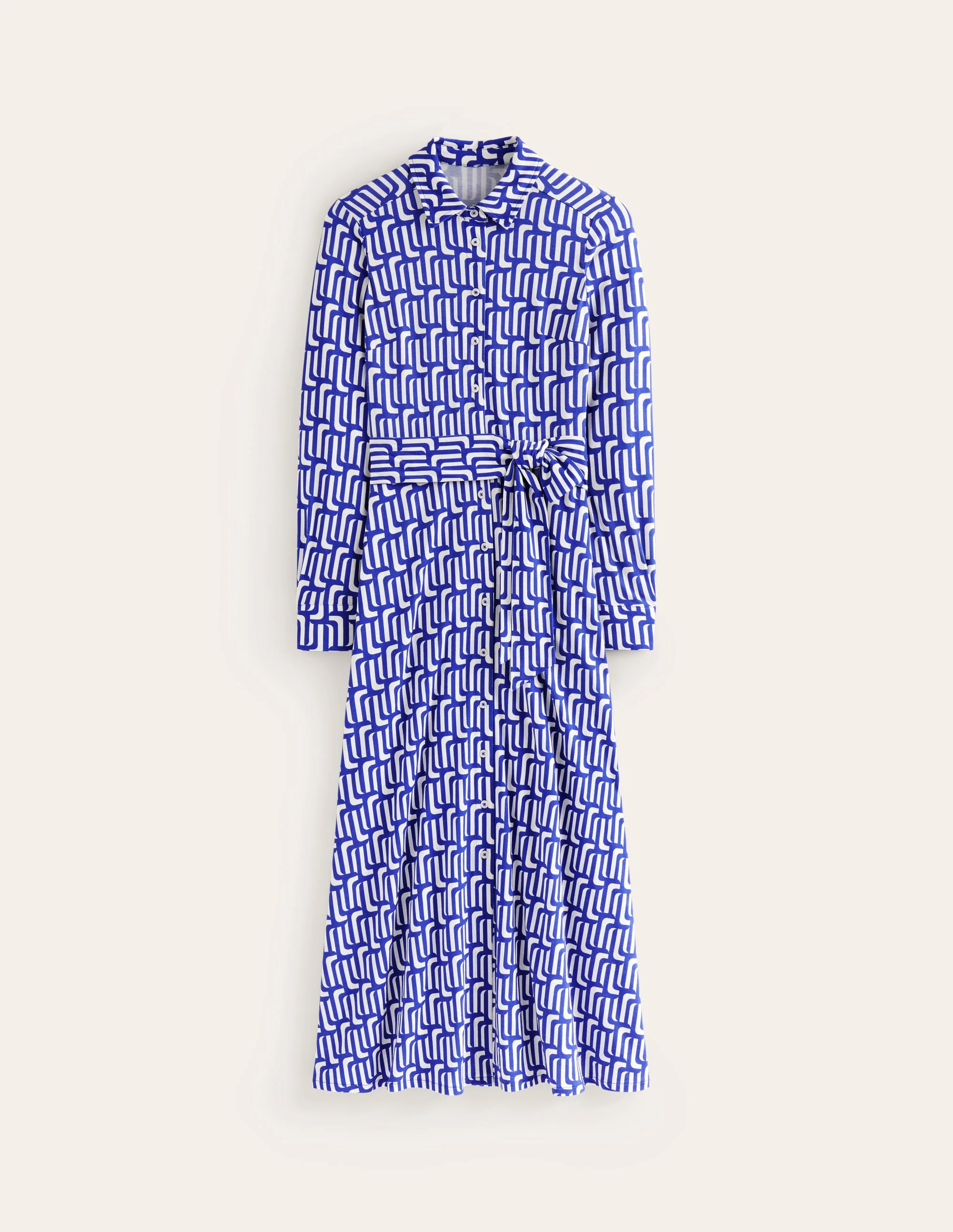 Marcia Jersey-Hemdblusenkleid-Saphirblau, Motiv Falling Geo - Image 7