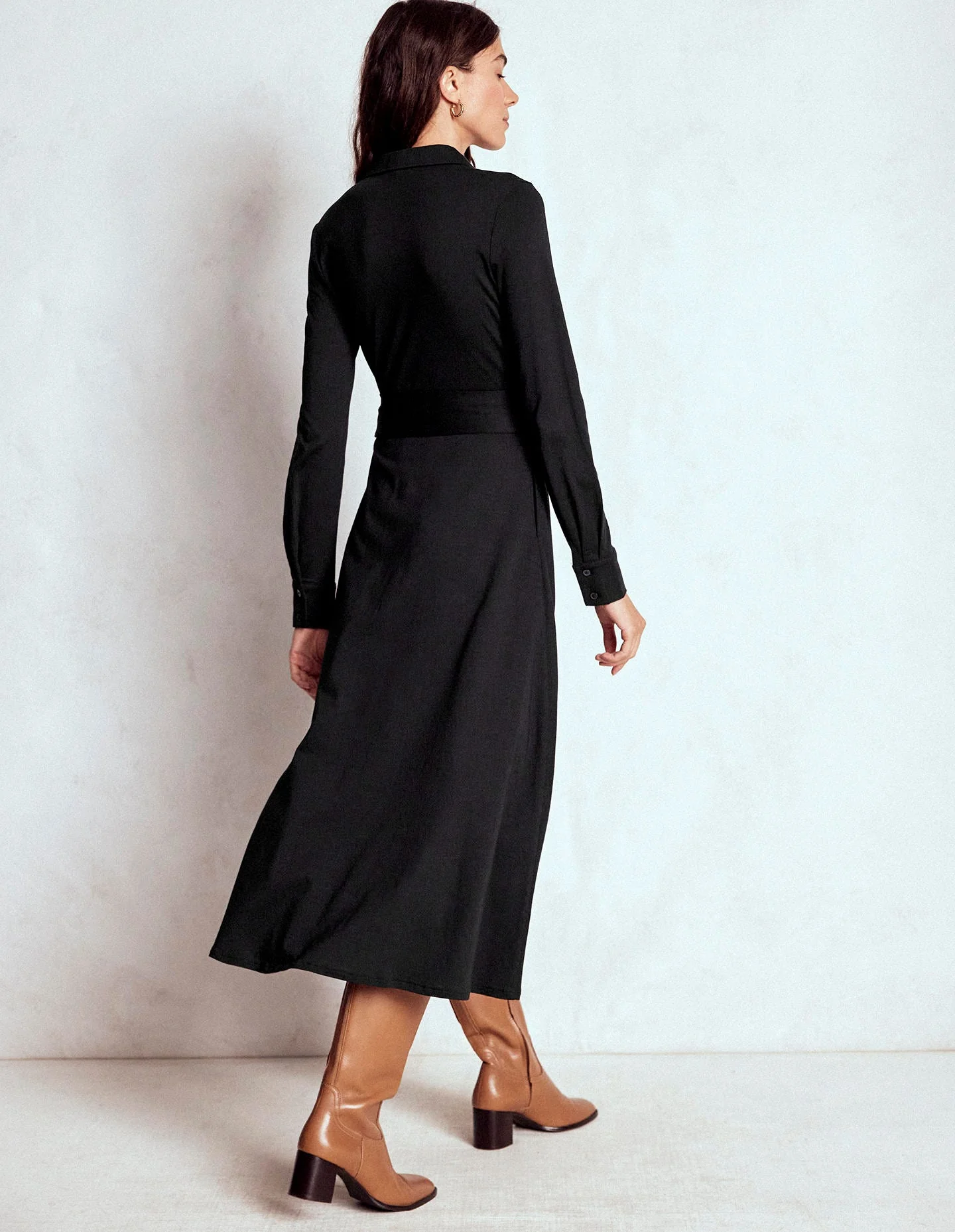 Marcia Jersey-Hemdblusenkleid-Schwarz - Image 4