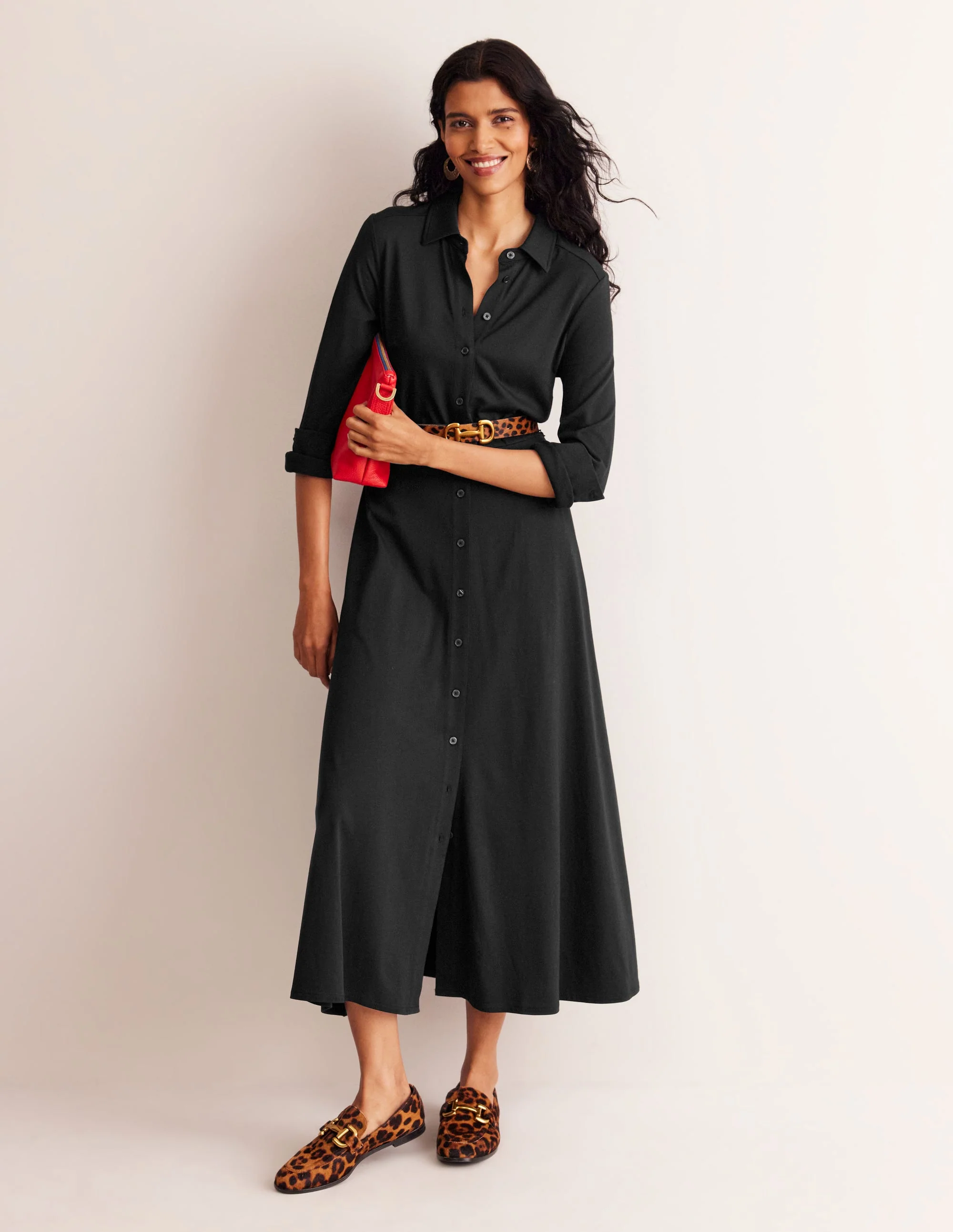 Marcia Jersey-Hemdblusenkleid-Schwarz - Image 6