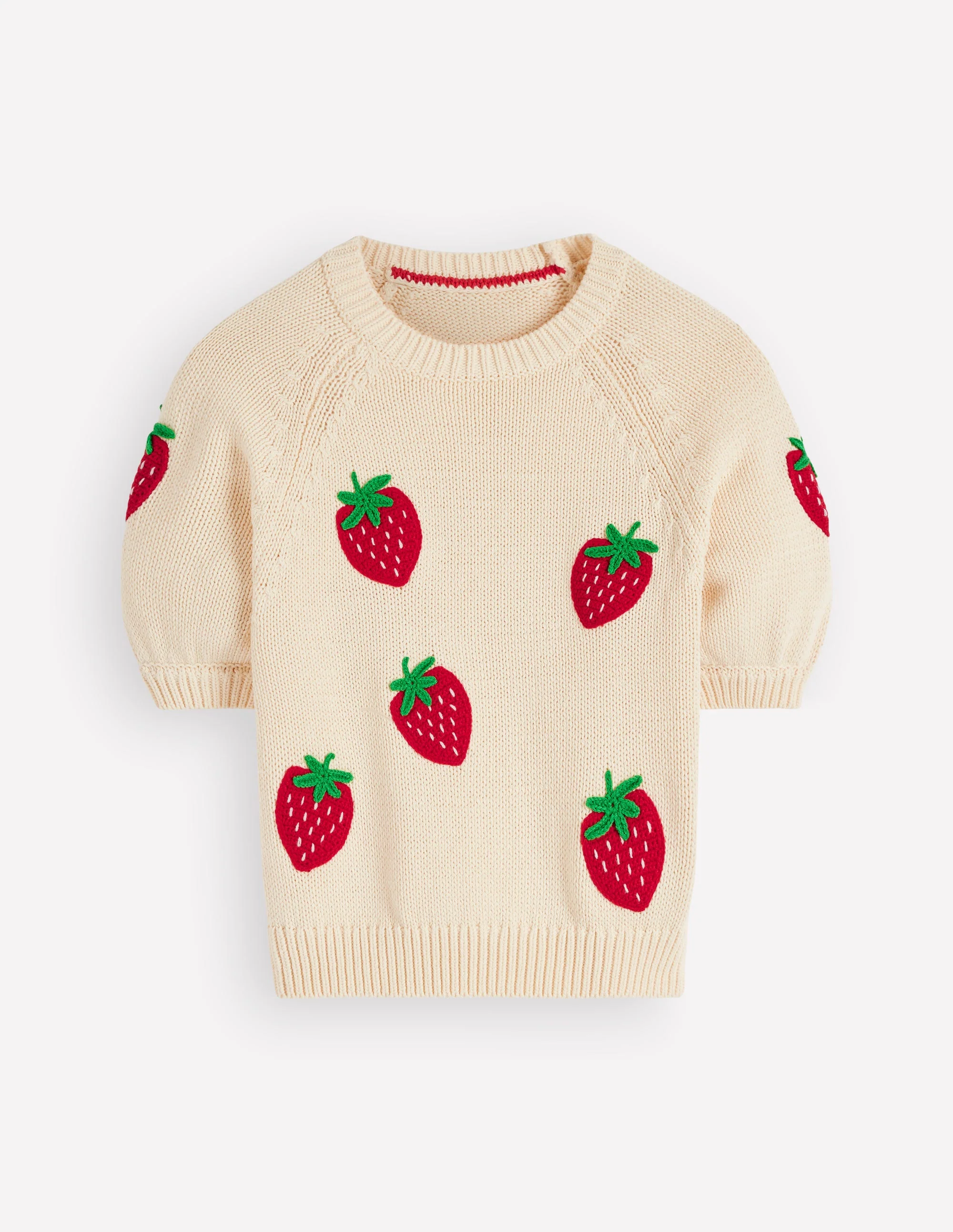 Margot T-Shirt mit Puffärmeln-Warmes Naturweiß Erdbeere - Image 8