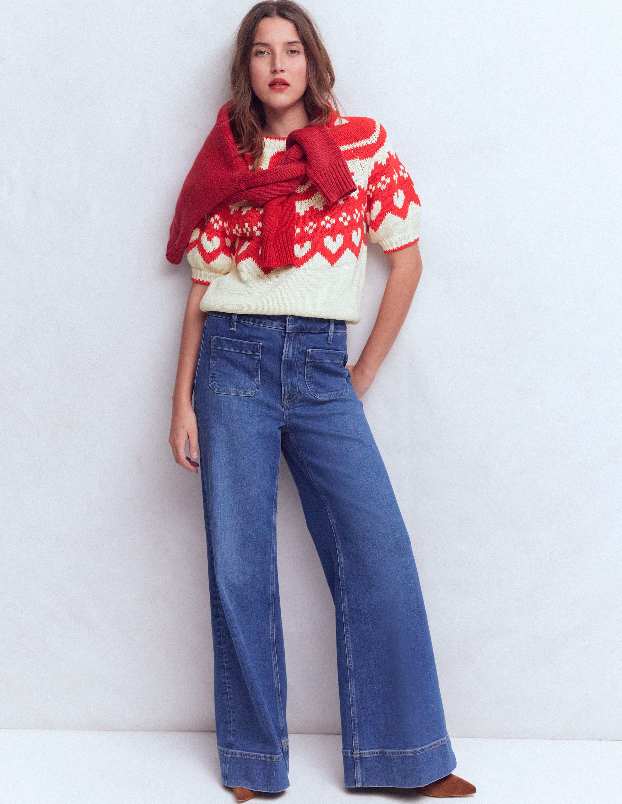 Margot T-Shirt mit Puffärmeln-Warmes Naturweiß Herzen - Image 4