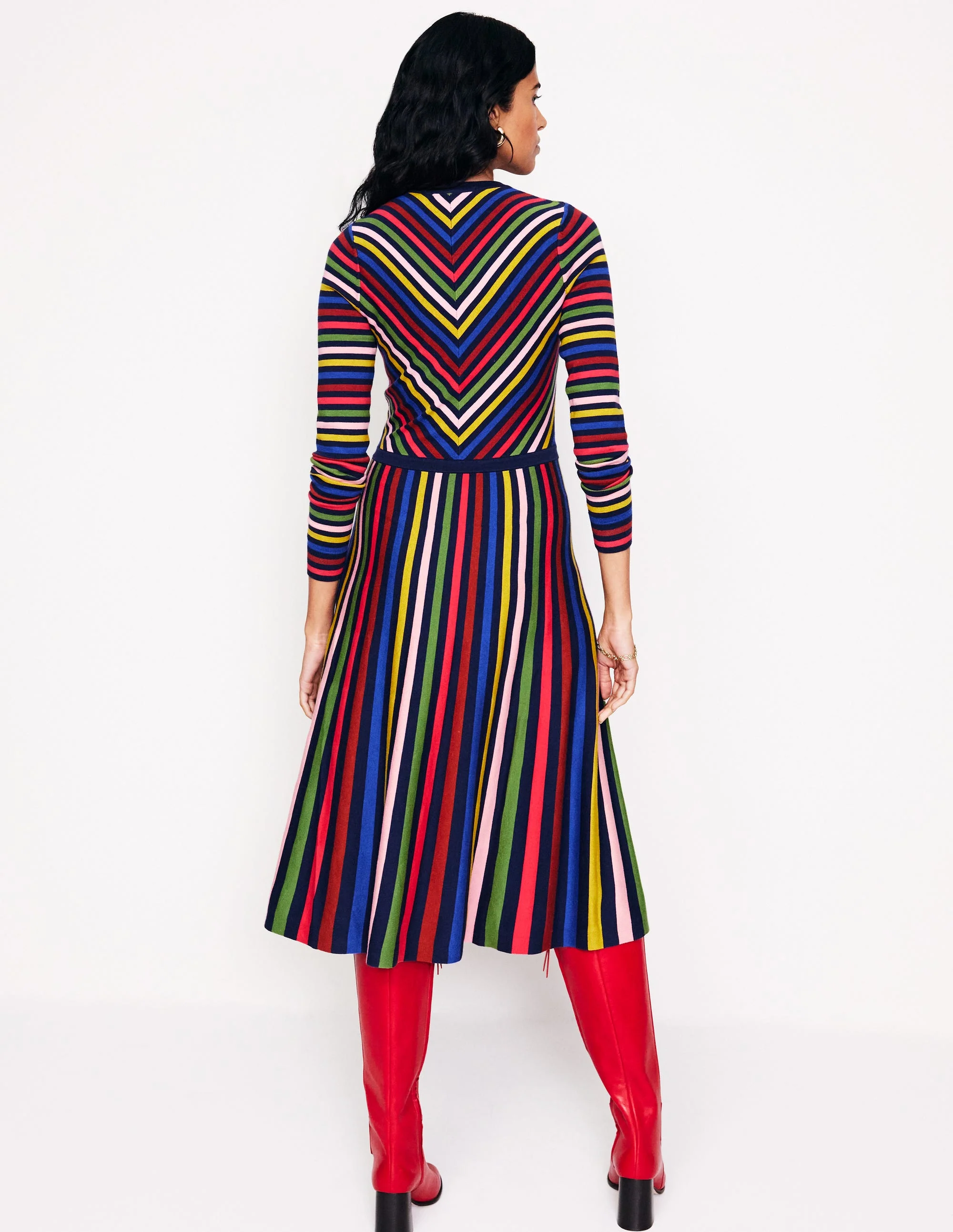 Maria Midi-Strickkleid-Bunt Streifen - Image 3