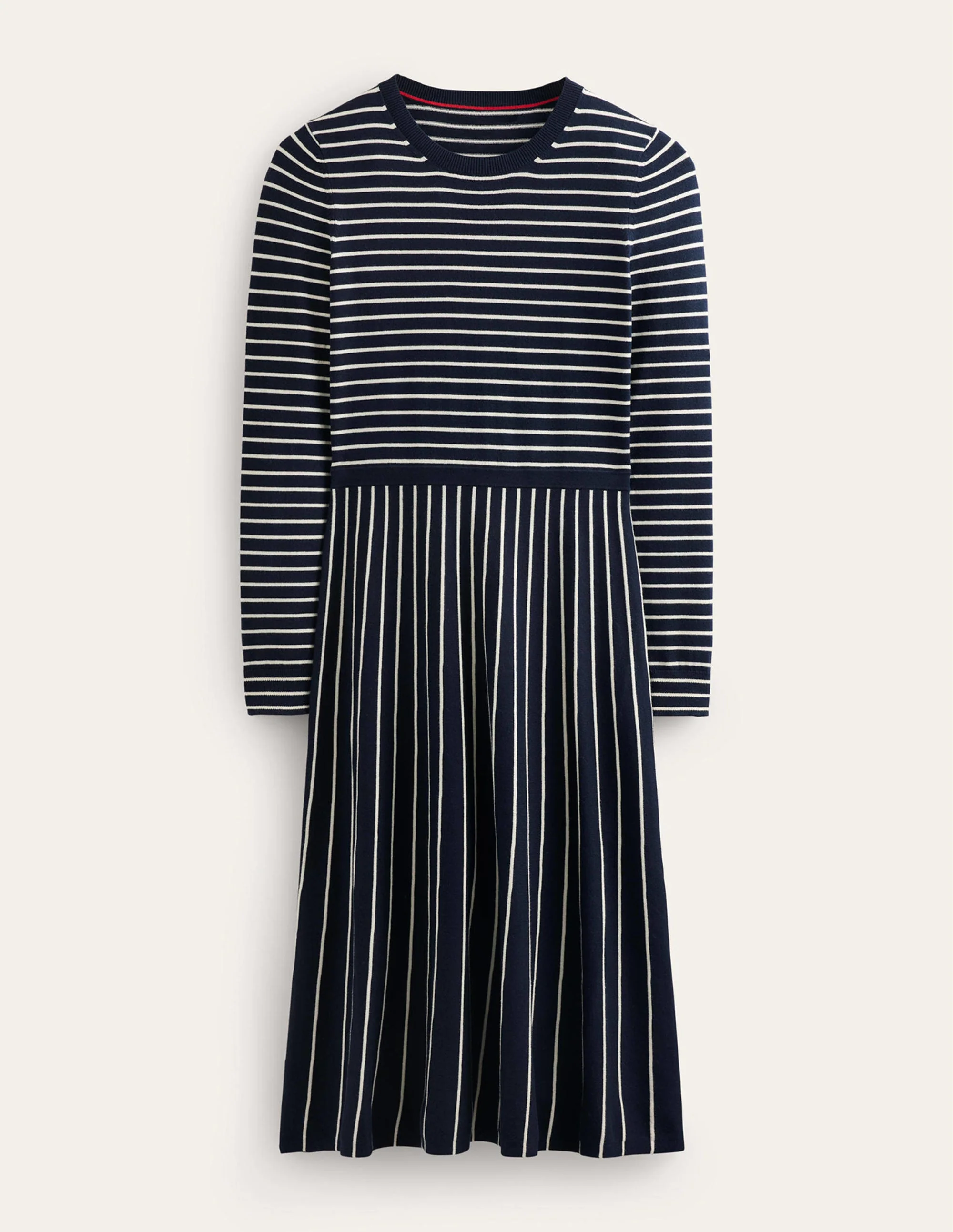 Maria Strick-Midikleid-Marineblau und Naturweiß - Image 10