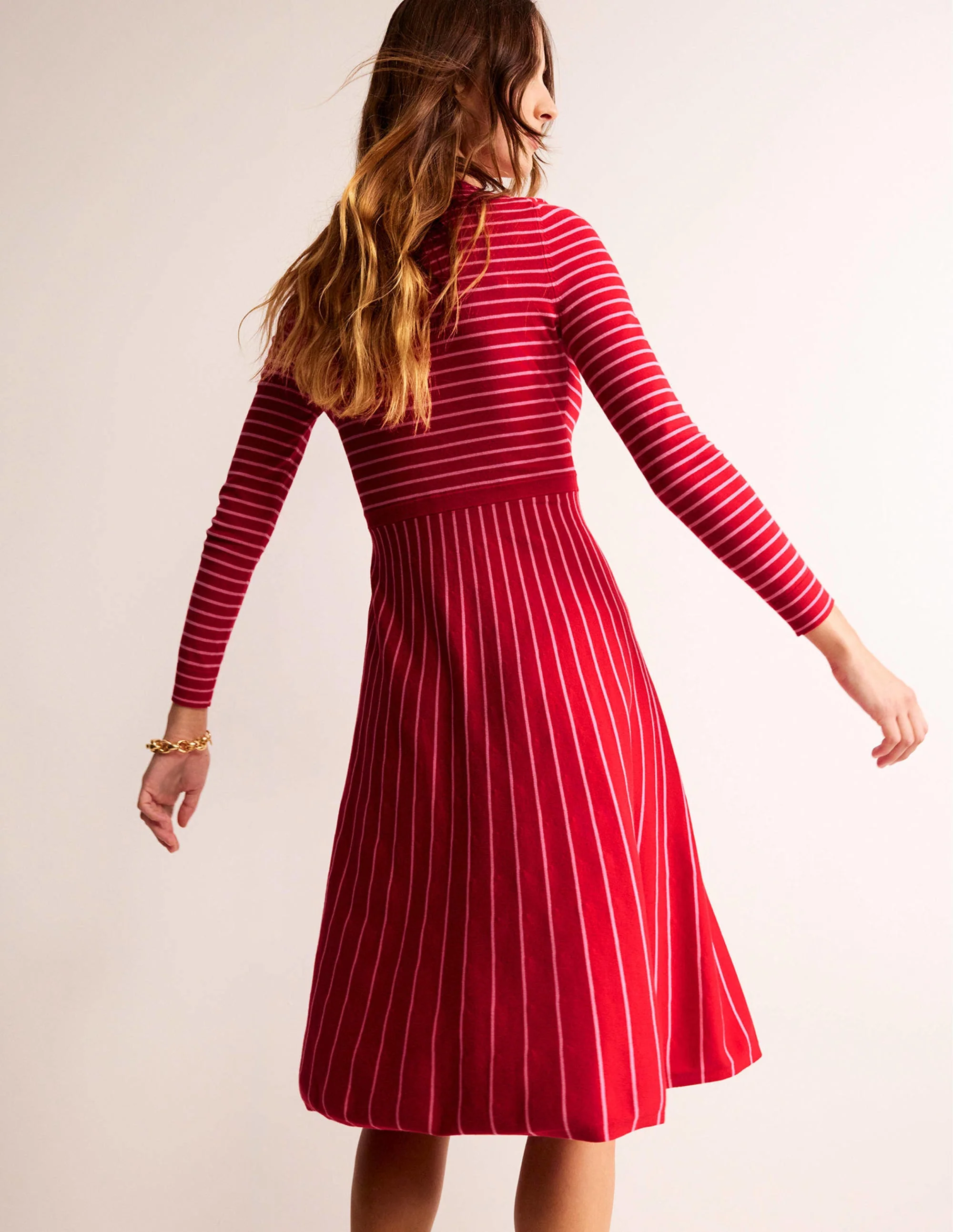 Maria Strick-Midikleid-Pepperoni und Crayon-Rosa - Image 3
