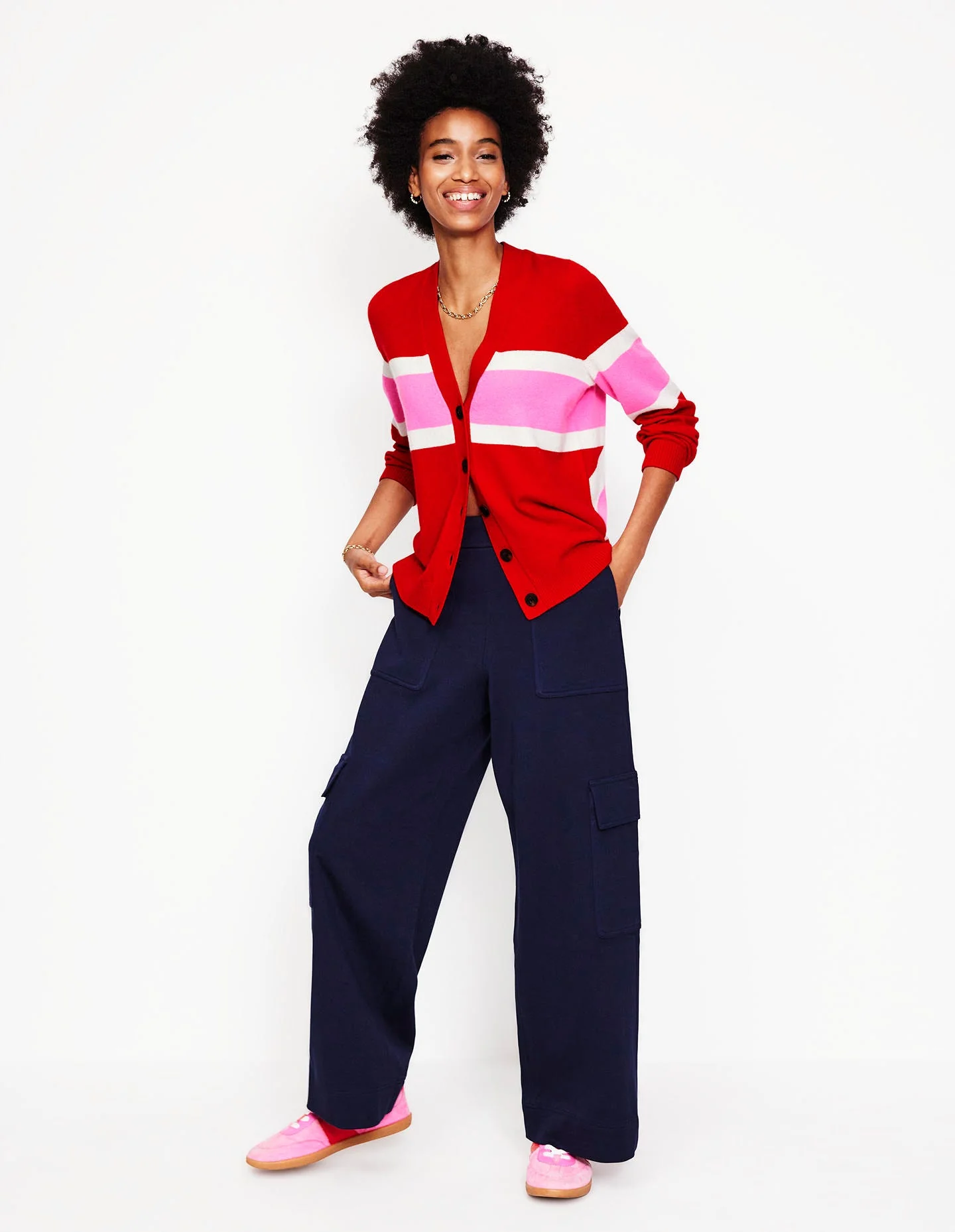 Marianne Strickjacke aus Kaschmir-Kirschblüte Rosa Union Jack - Image 4