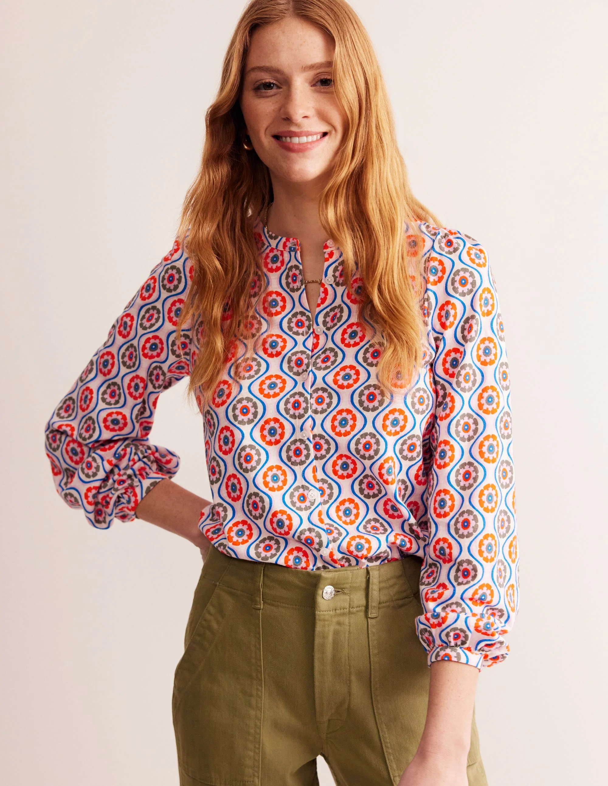 Marina Jersey-Hemd-Bunt, Geo Blumenmuster