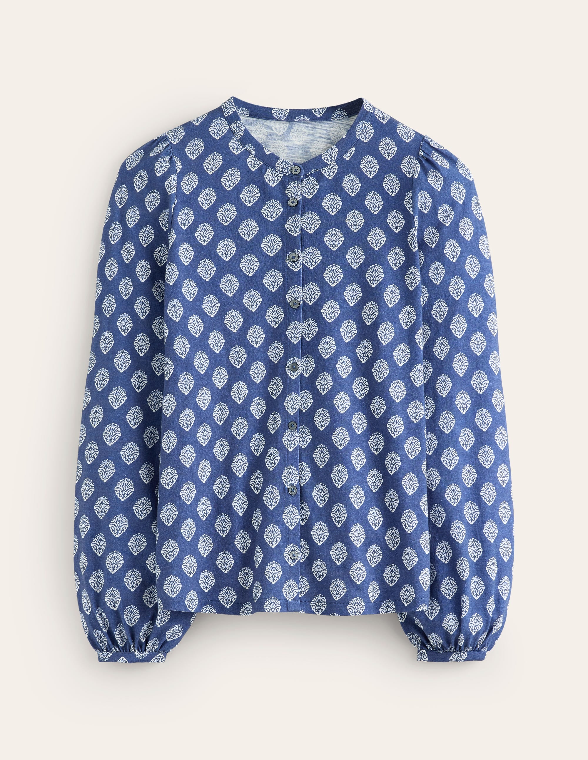 Marina Jersey-Hemd-Echtes Marineblau, Ornamentstempel - Image 5