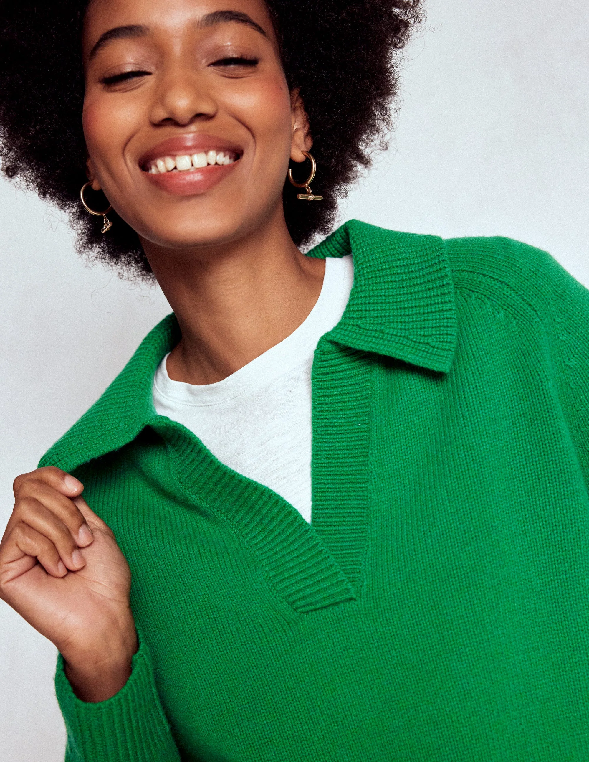 Marion Henley-Pullover aus Merinowolle-Grünes Tamburin - Image 4