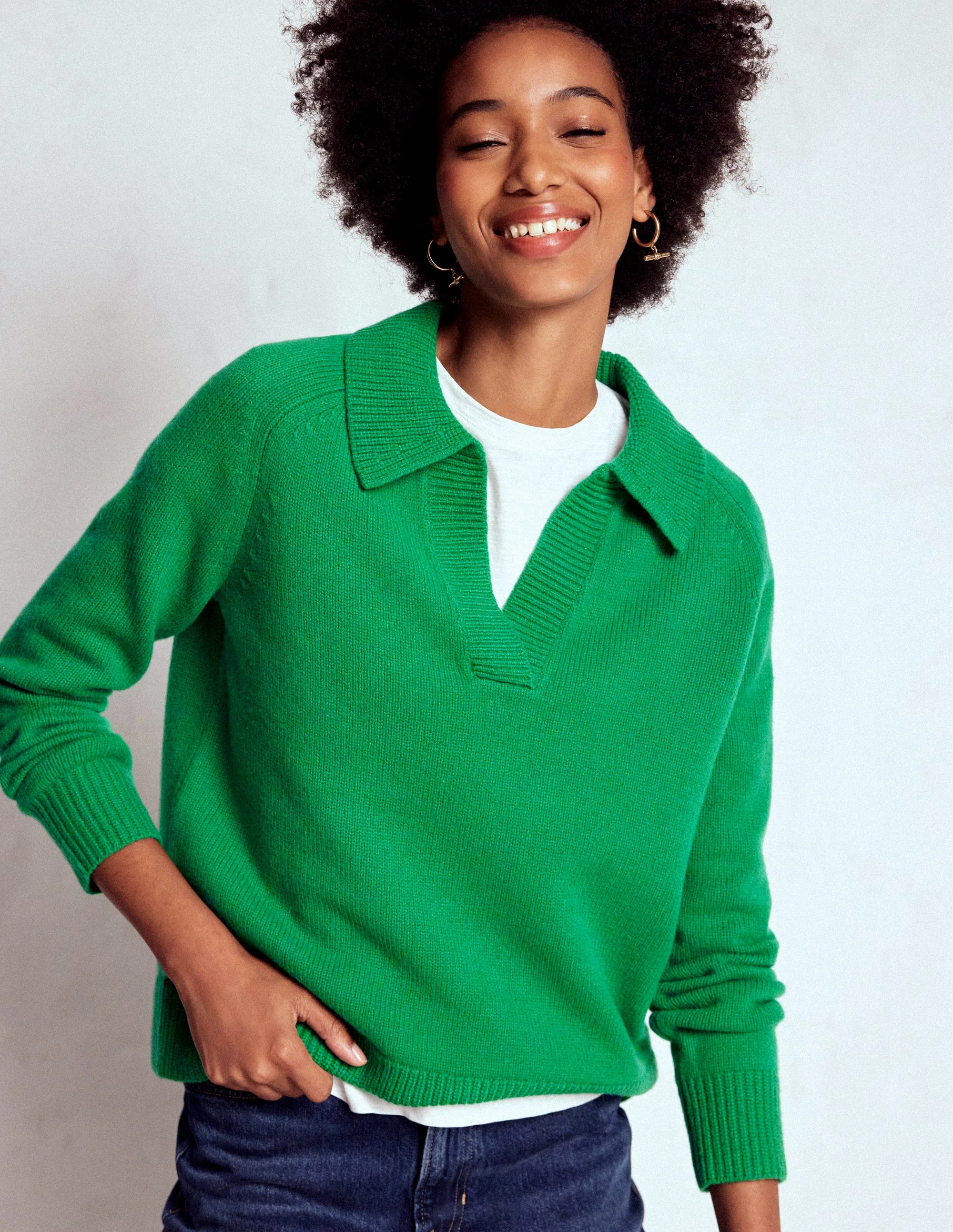 Marion Henley-Pullover aus Merinowolle-Grünes Tamburin - Image 5