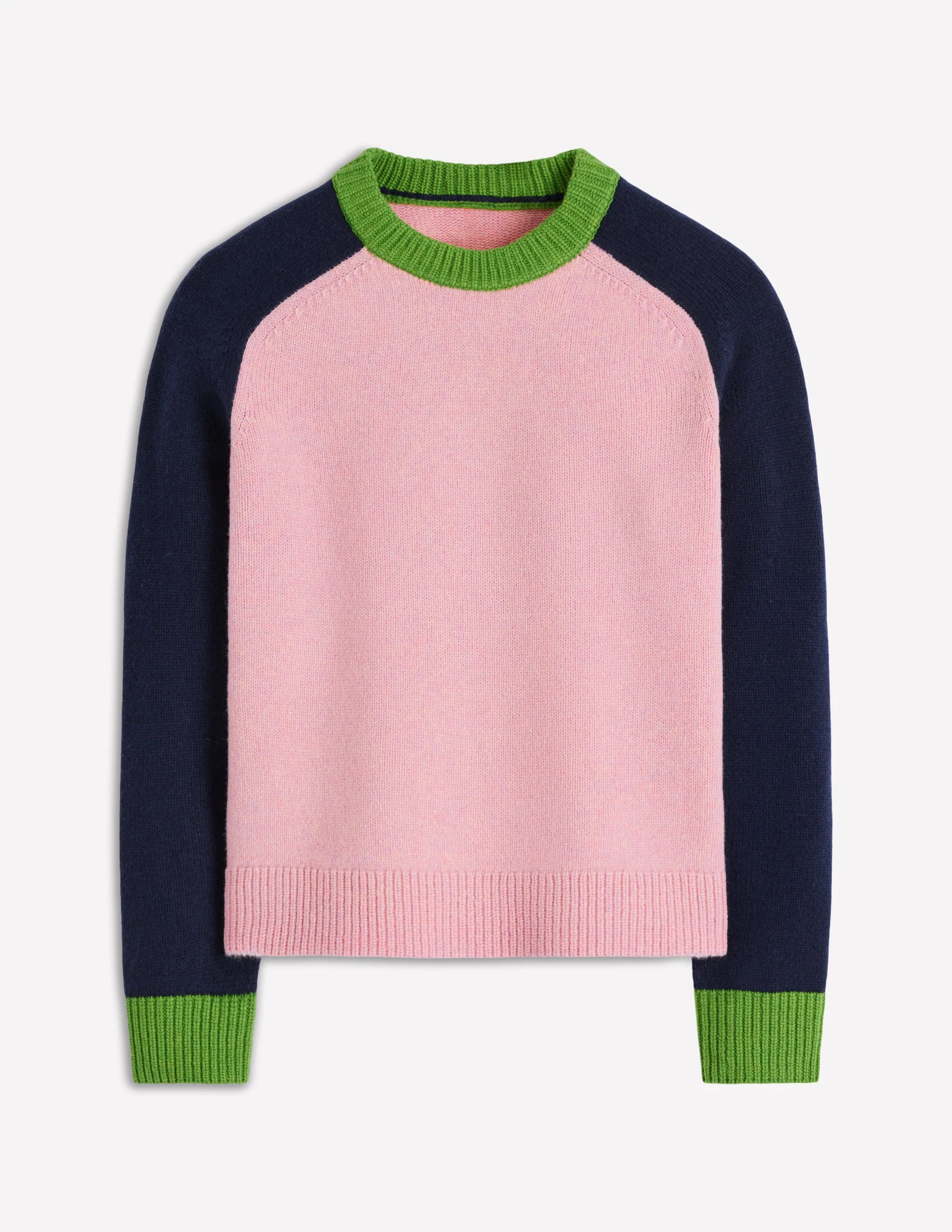 Marion Merino-Pullover-Französisches Rosa, Marineblau Blockfarben - Image 6