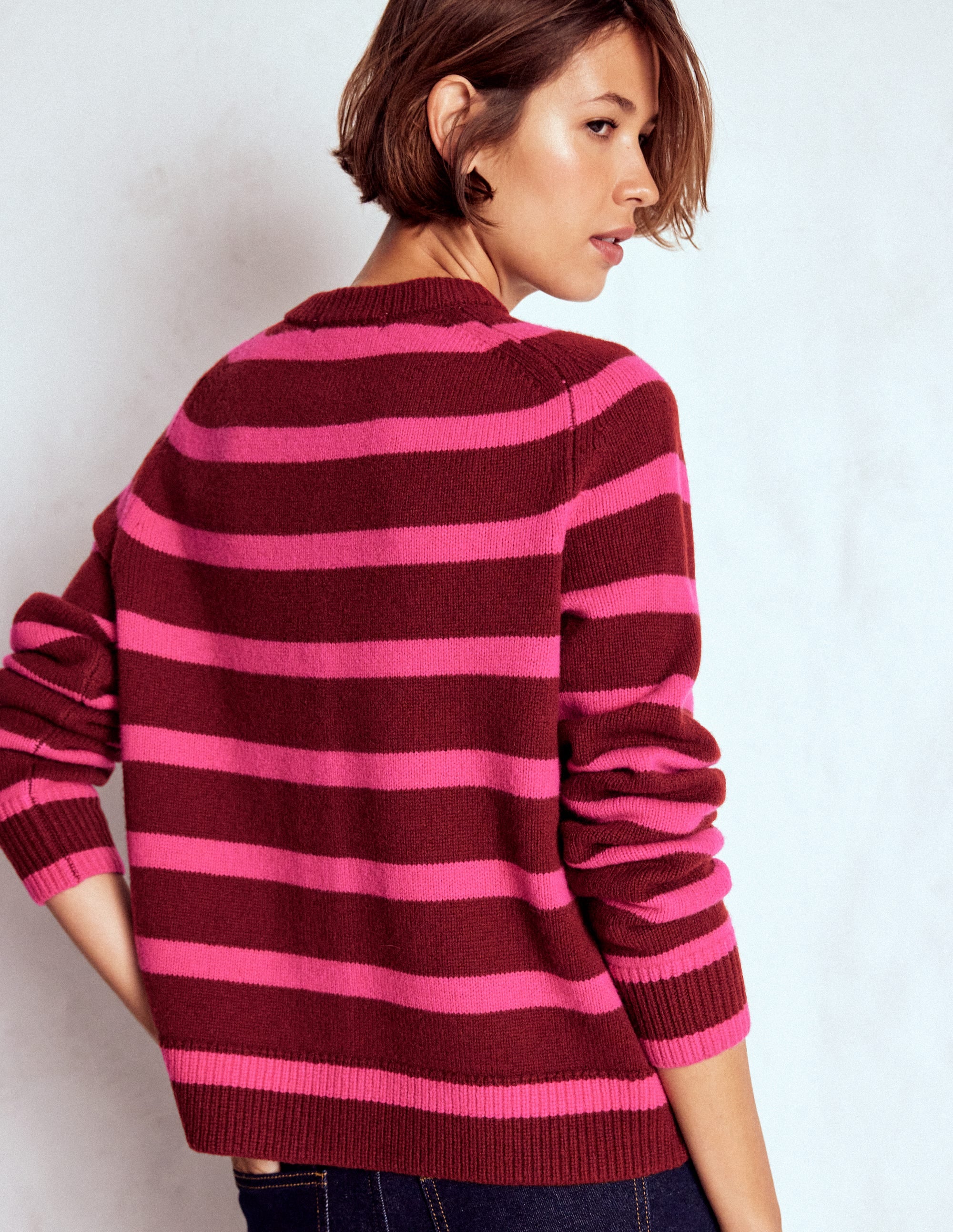 Marion Strickjacke aus Merinowolle-Umbra, Brillantpink - Image 3