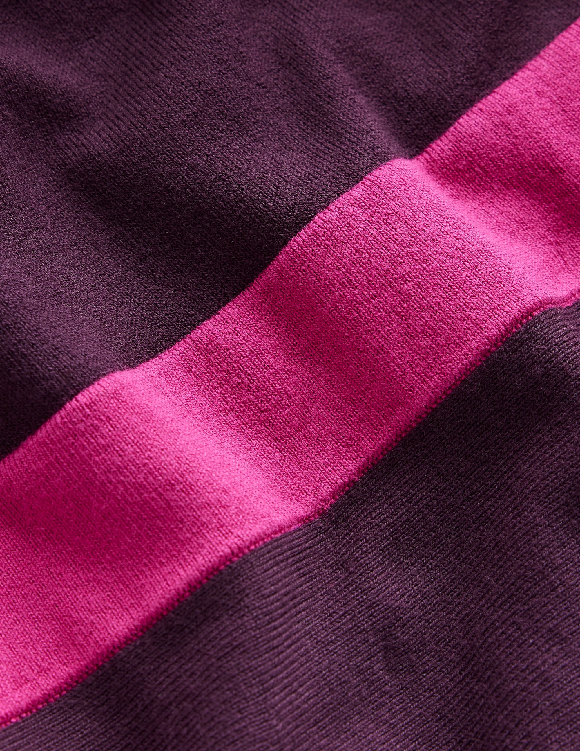Marta Strick-Midikleid-Aubergine, Kastanienbraun Blockfarben - Image 6