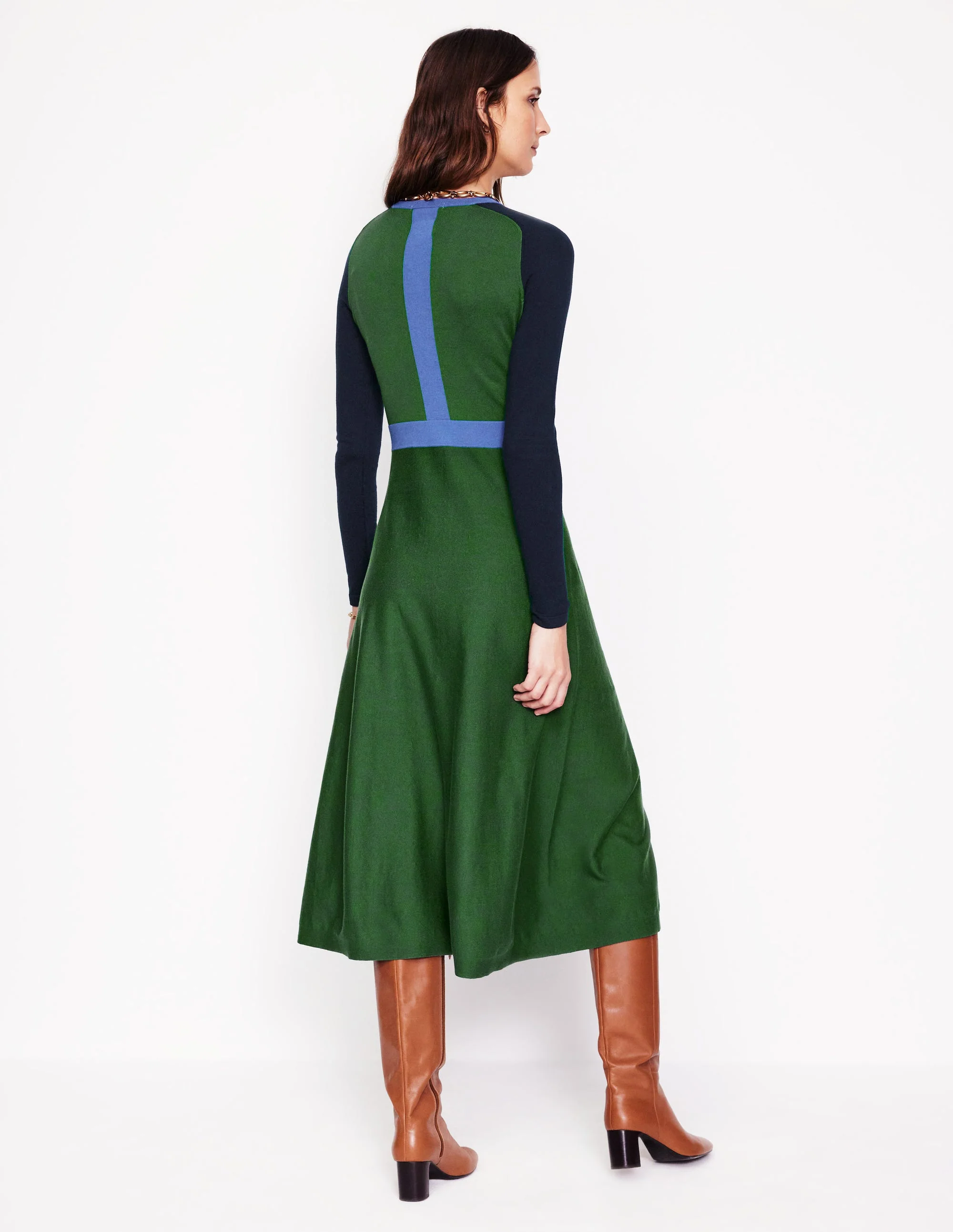 Marta Strick-Midikleid-Kiefer, Marineblau Blockfarben - Image 3