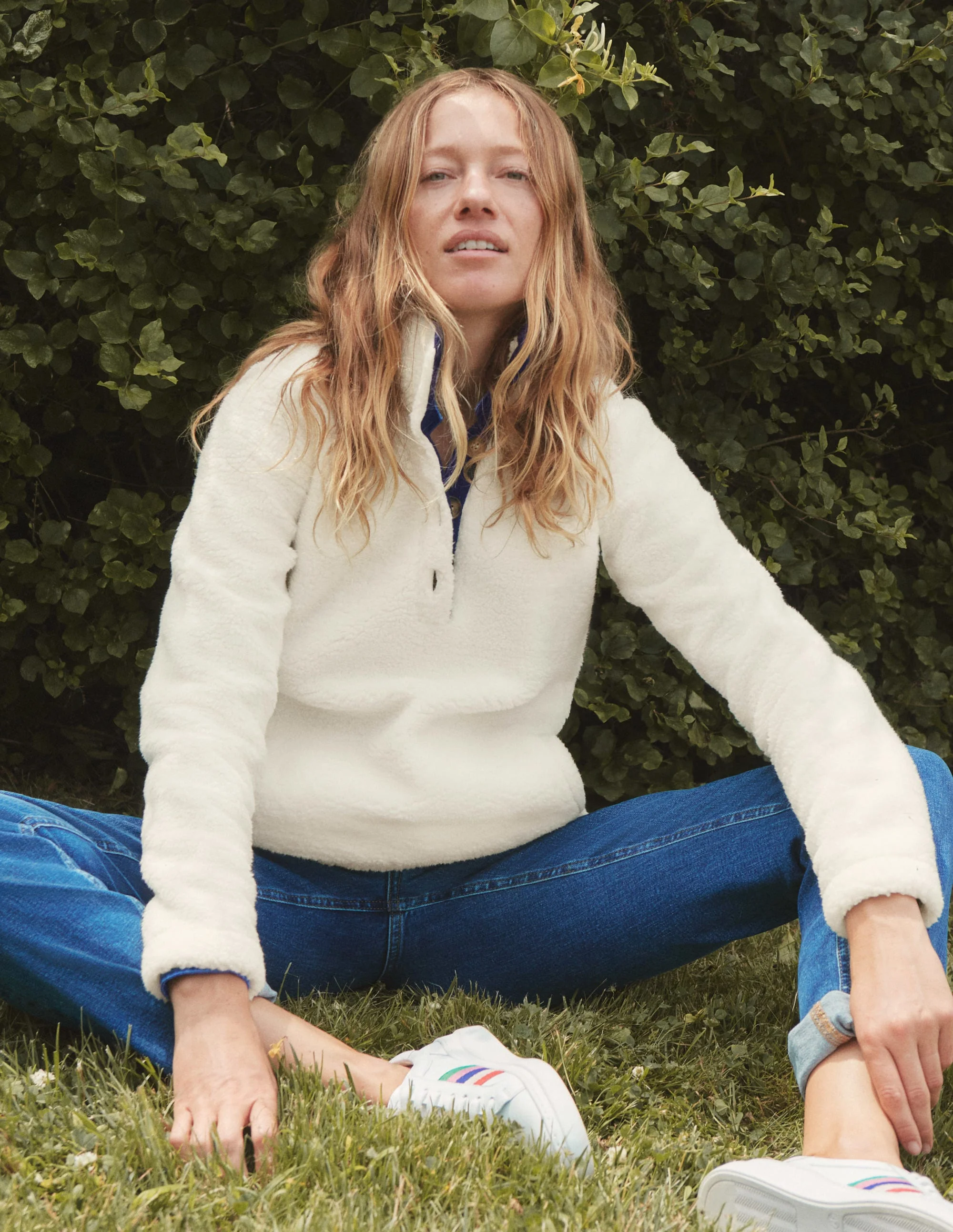 Martha Fleecepullover-Naturweiß/Navy - Image 8