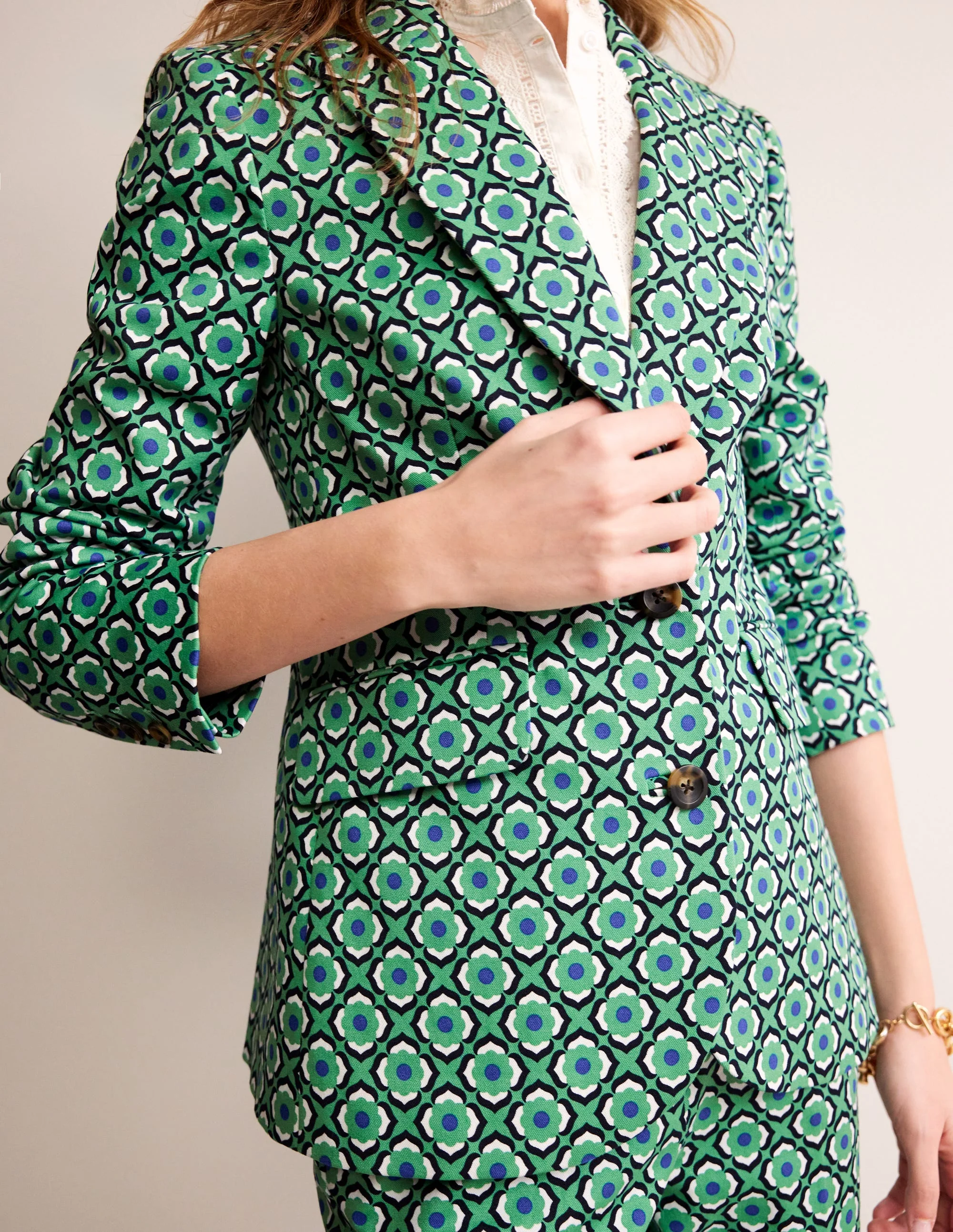 Marylebone Blazer aus Bi-Stretch-Ming-Grün, Geo Frucht - Image 2