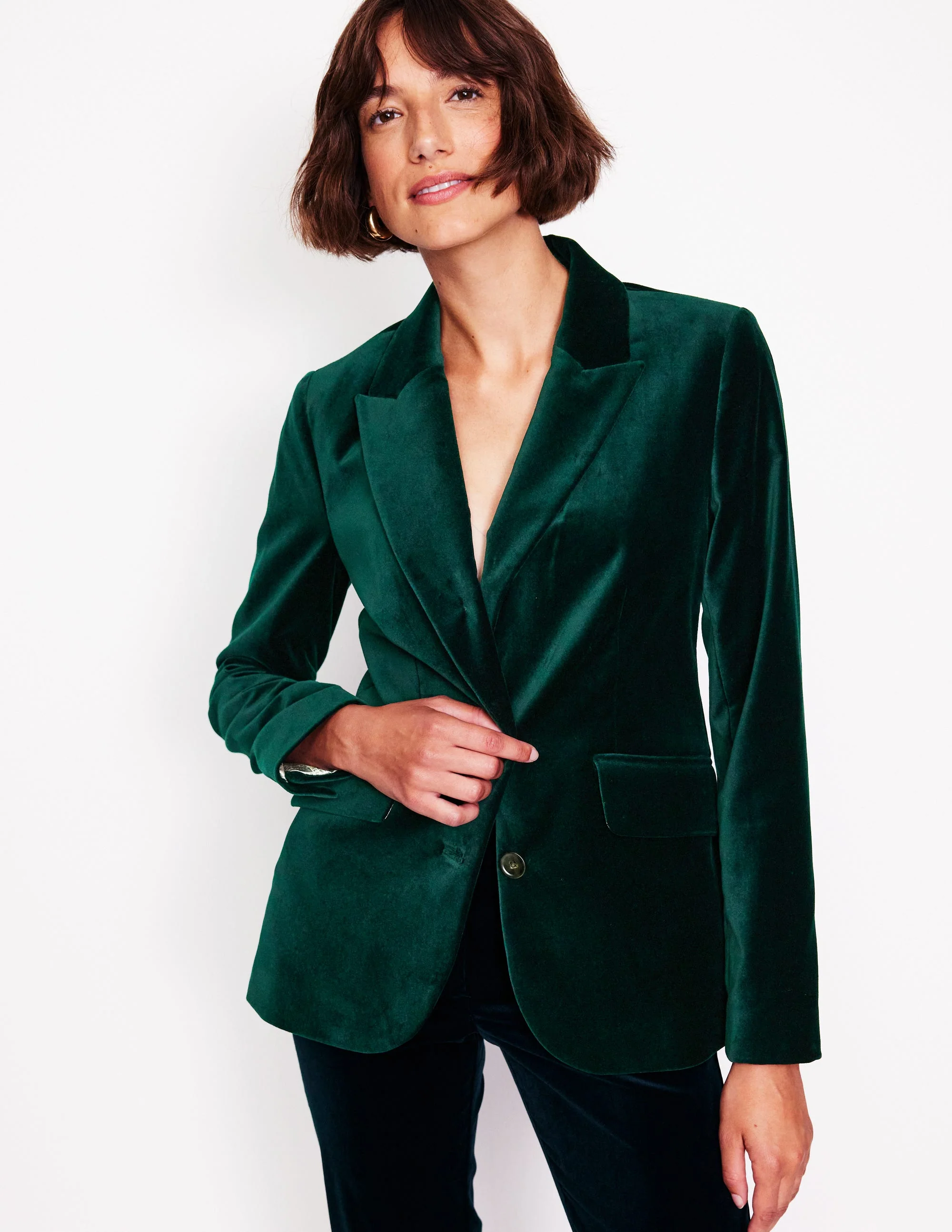 Marylebone Blazer aus Samt-Ponderosa Kiefer
