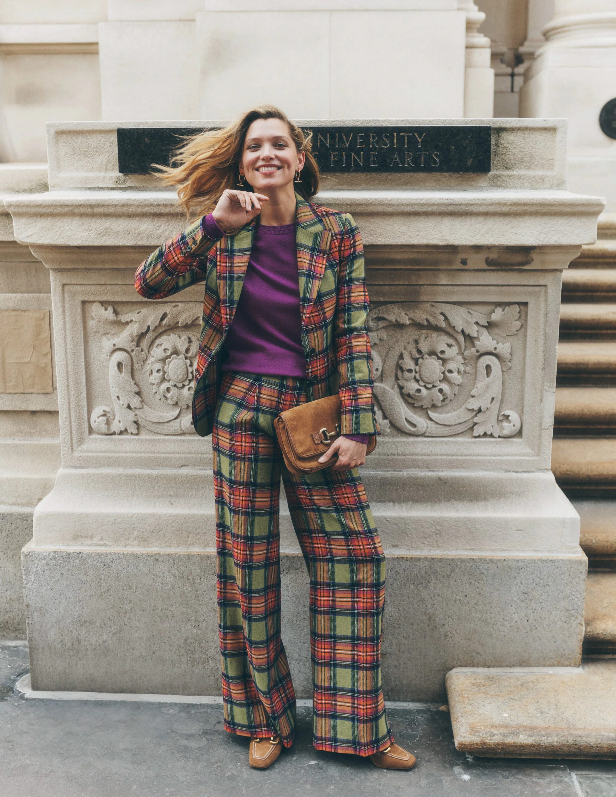 Marylebone Blazer aus Wollmischgewebe-Grün und Lila kariert - Image 6