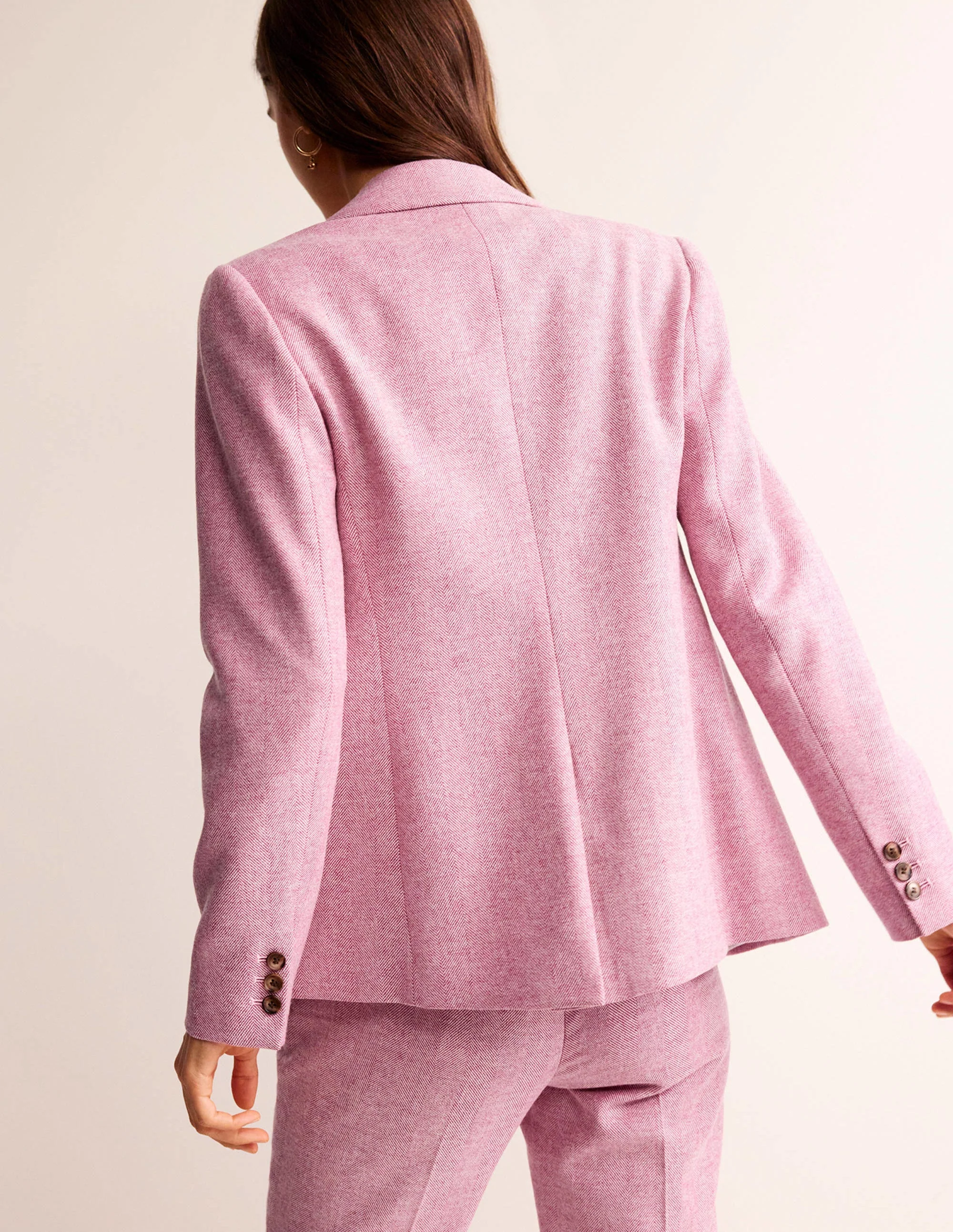 Marylebone Blazer aus Wollmischgewebe-Rosa Fischgrätenmuster - Image 3