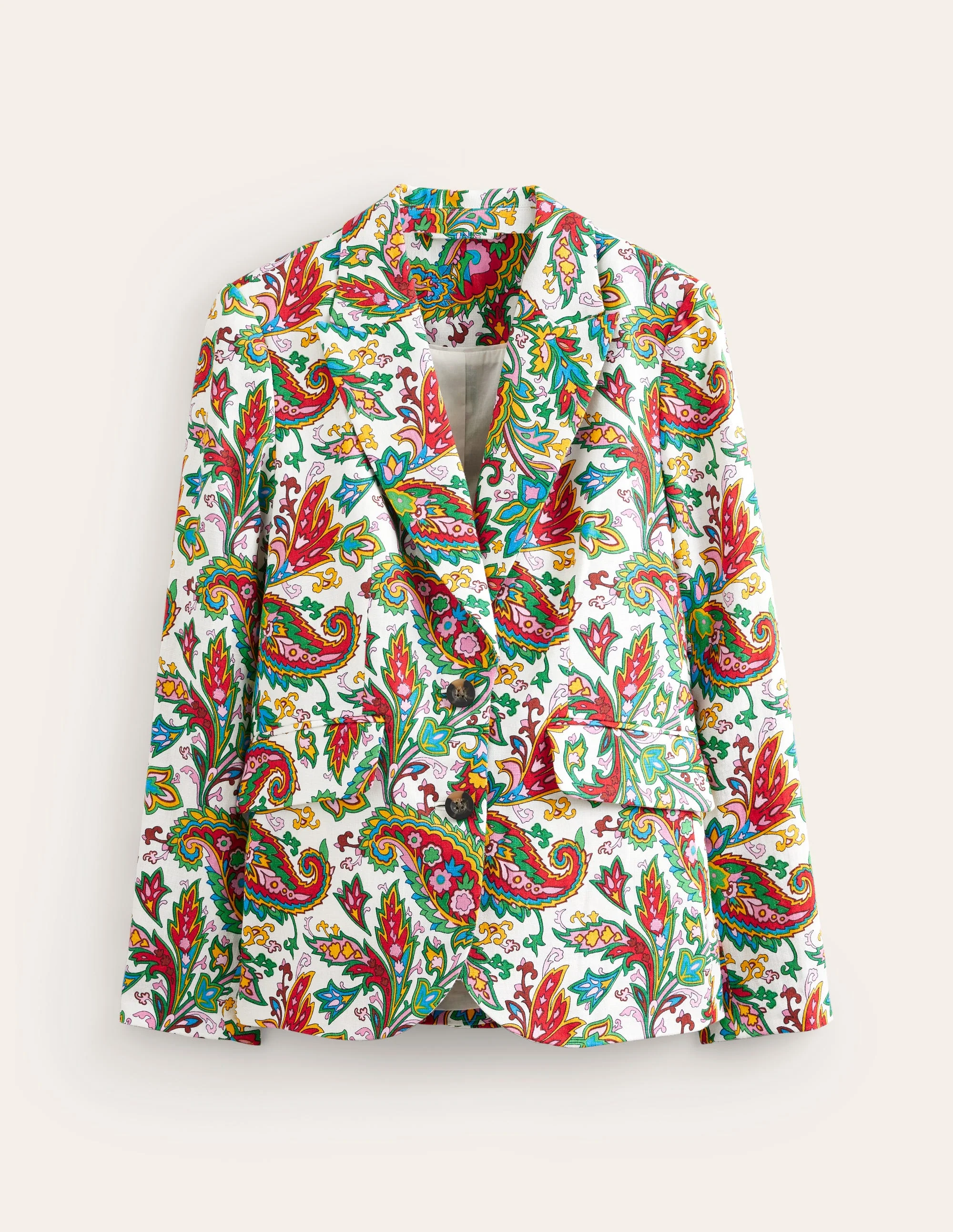 Marylebone Leinenblazer-Naturweiß, Paisley Azurblau - Image 5