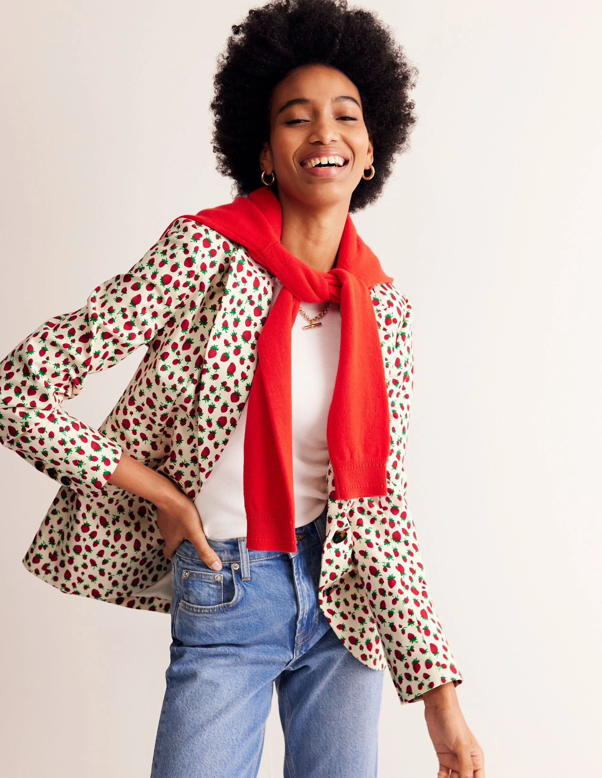 Marylebone Satin-Blazer-Bunt Erdbeere Wein