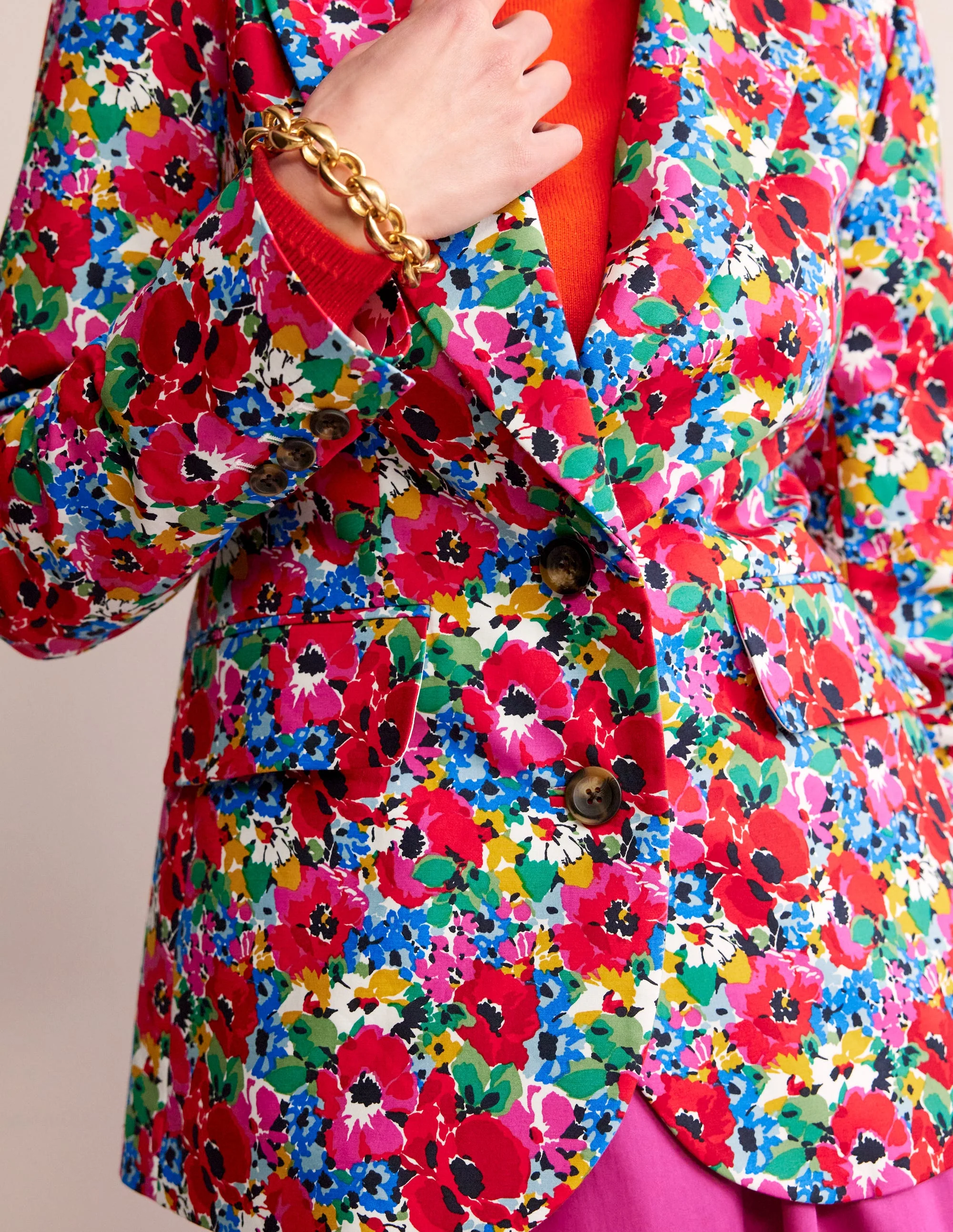 Marylebone Satin-Blazer-Bunt, Wilder Mohn - Image 2