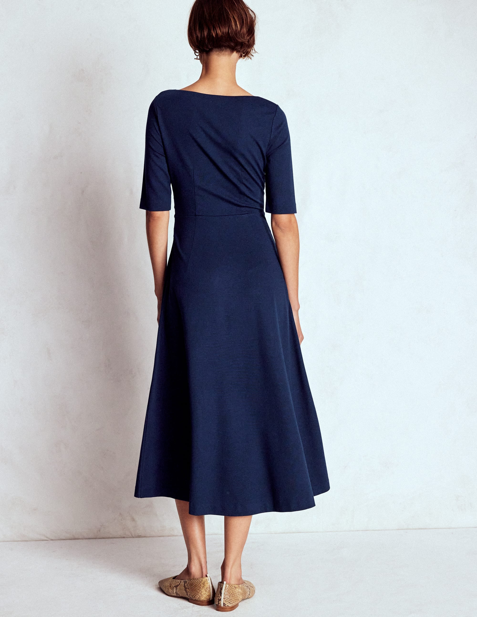 Mathilde Ponte-Kleid mit Bindegürtel-Marineblau - Image 3