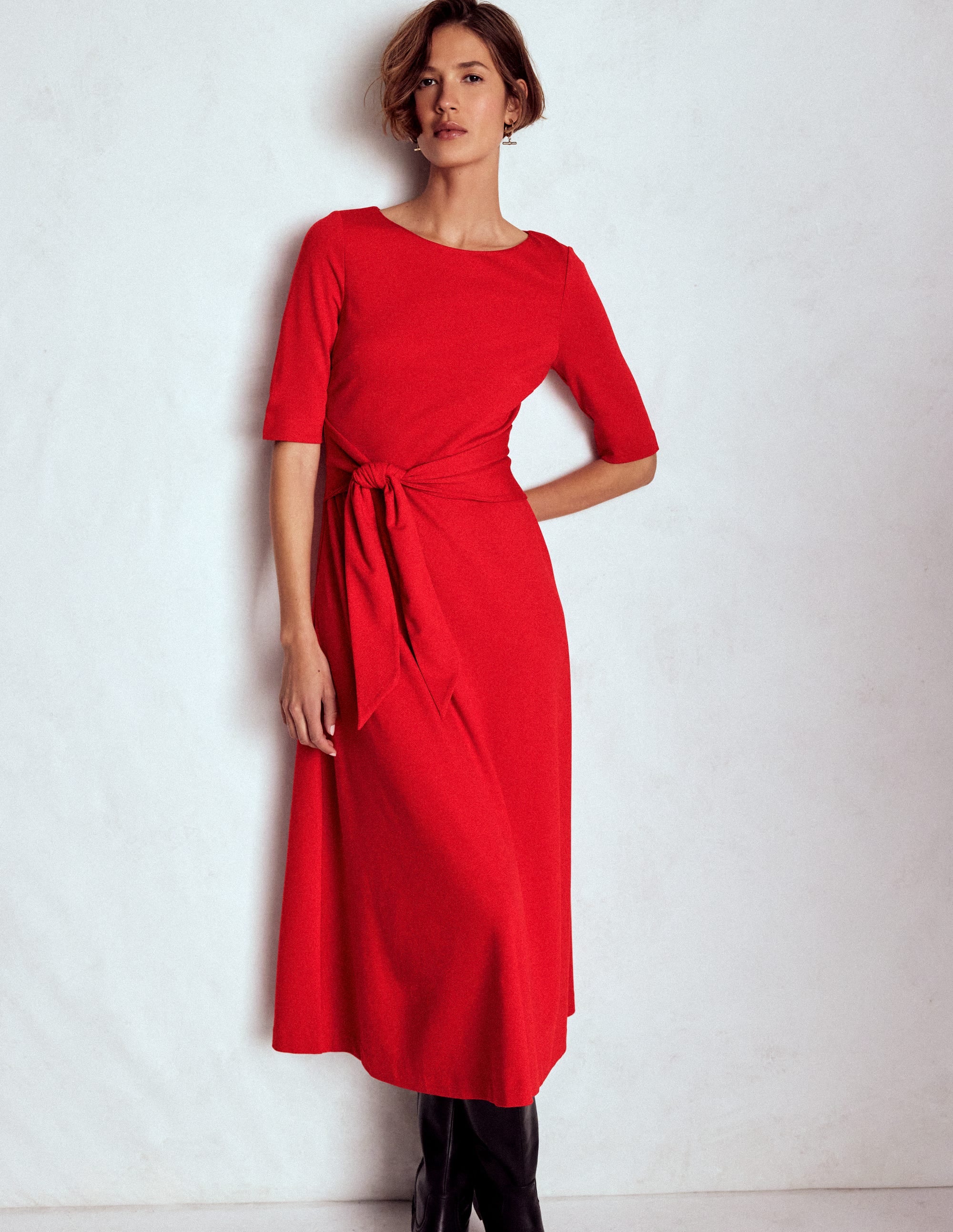 Mathilde Ponte-Kleid mit Bindegürtel-Würzig Rot - Image 5
