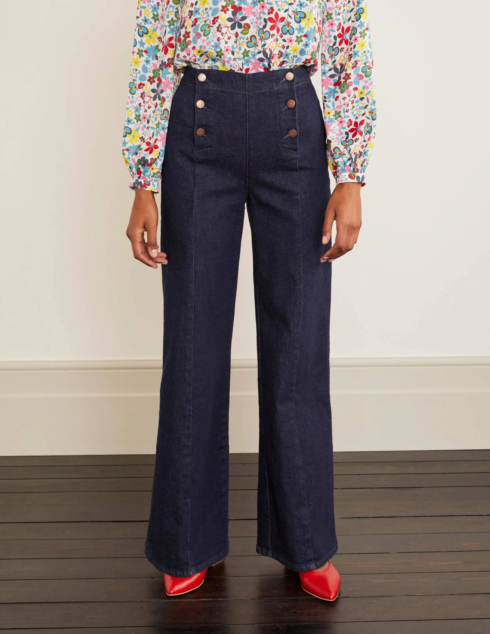 Matrosenjeans mit weitem Bein-Indigoblau