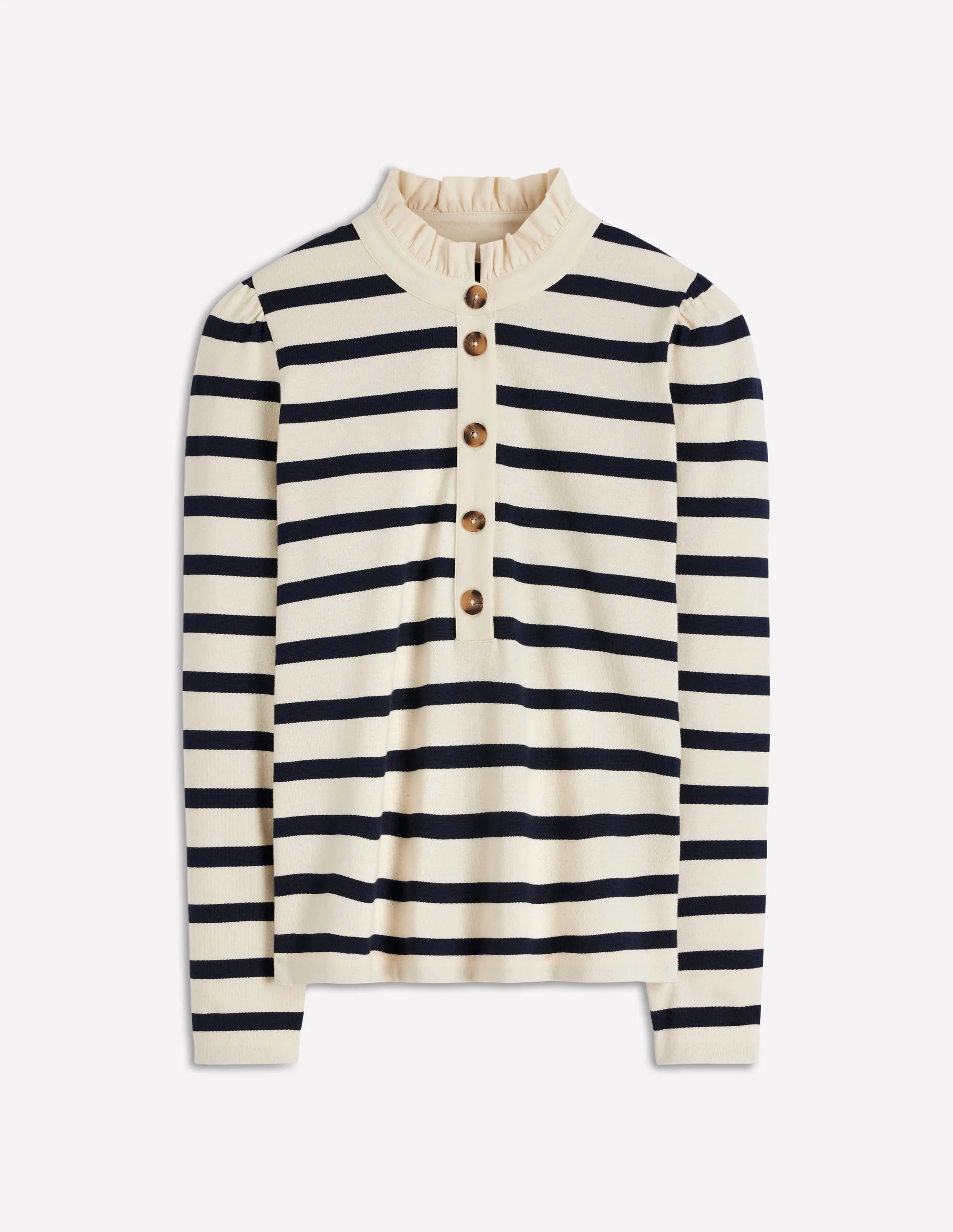 Matrosenoberteil mit Rüschenkragen-Naturweiß und Navy, Gestreift - Image 7