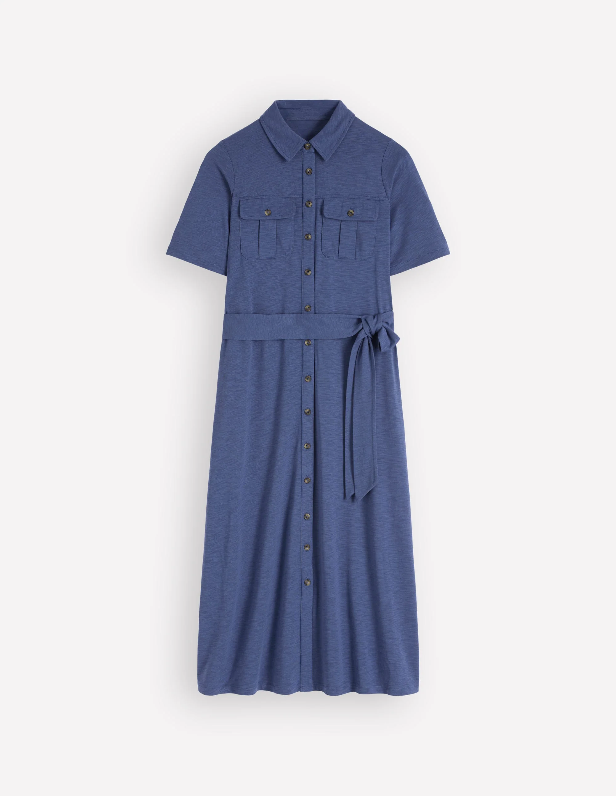 Mavis Midi-Hemdblusenkleid aus Jersey-Denim-Blau - Image 8