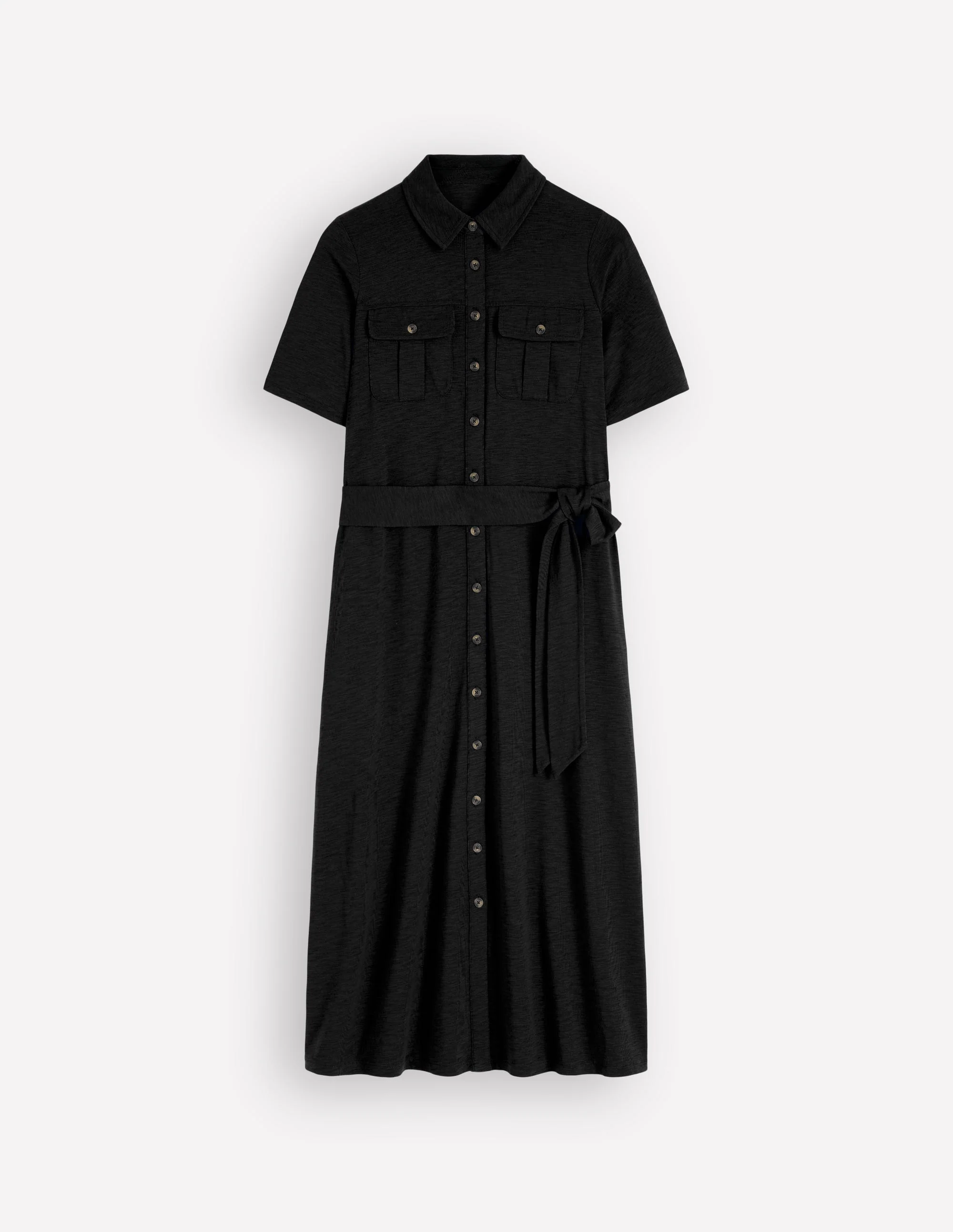 Mavis Midi-Hemdblusenkleid aus Jersey-Schwarz - Image 6