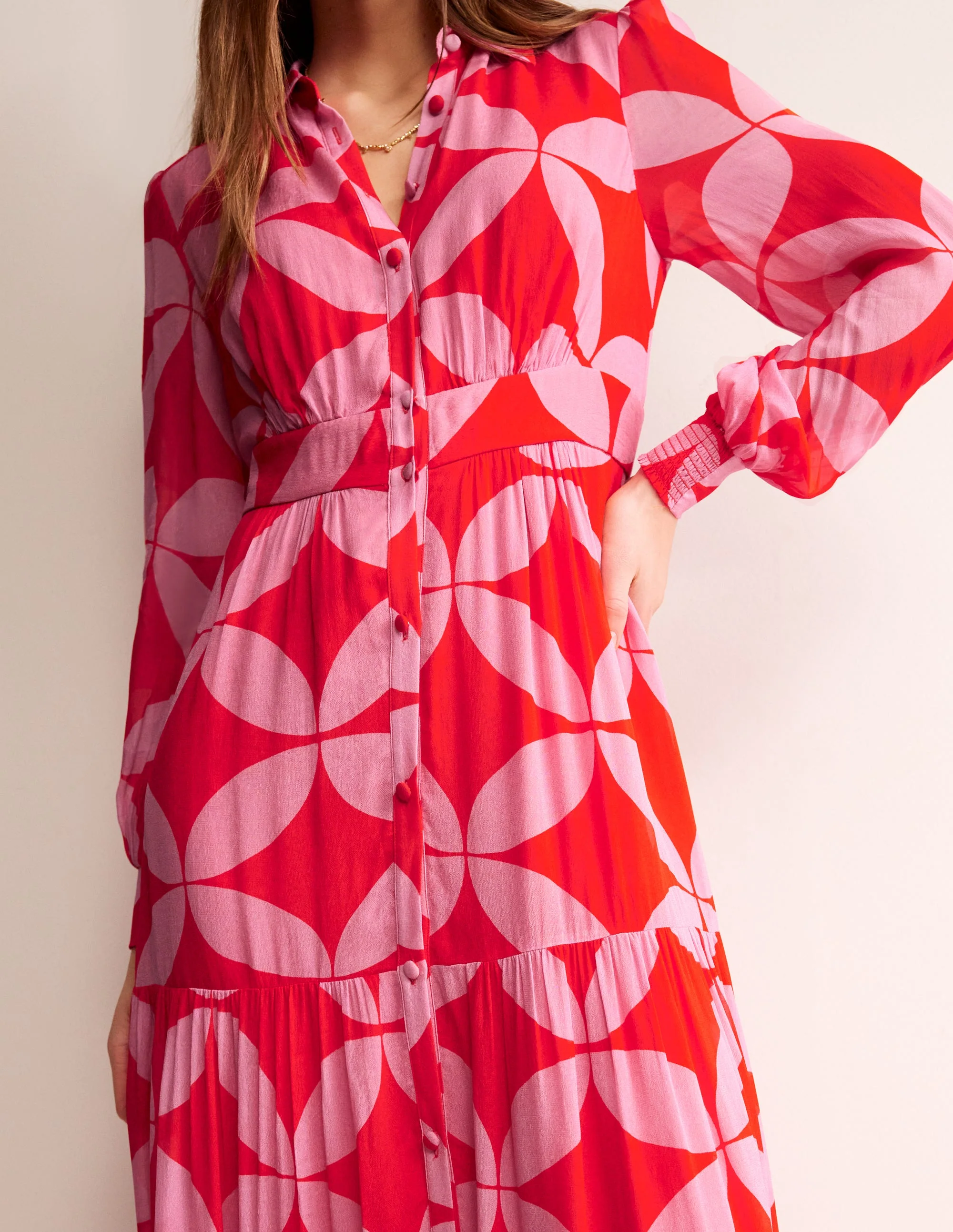 Maxi-Hemdblusenkleid für besondere Anlässe-Flammenrot, Diamond Terrace - Image 2