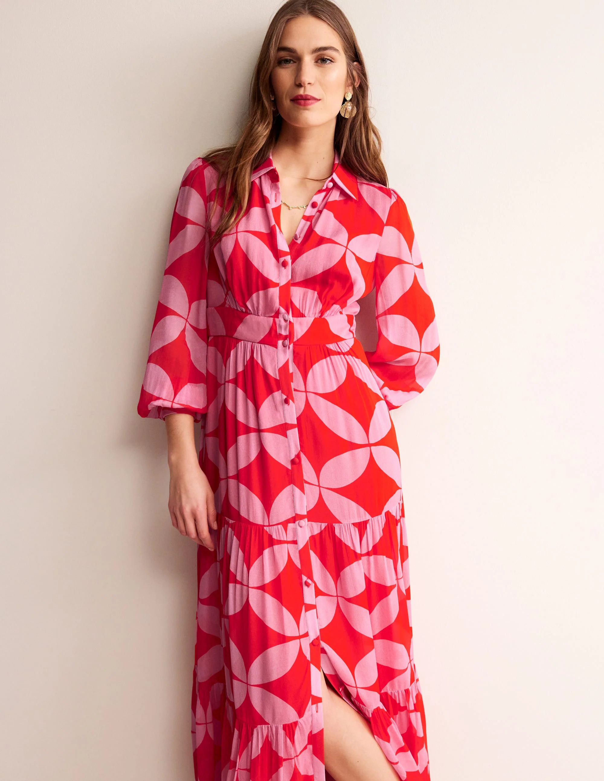 Maxi-Hemdblusenkleid für besondere Anlässe-Flammenrot, Diamond Terrace - Image 4