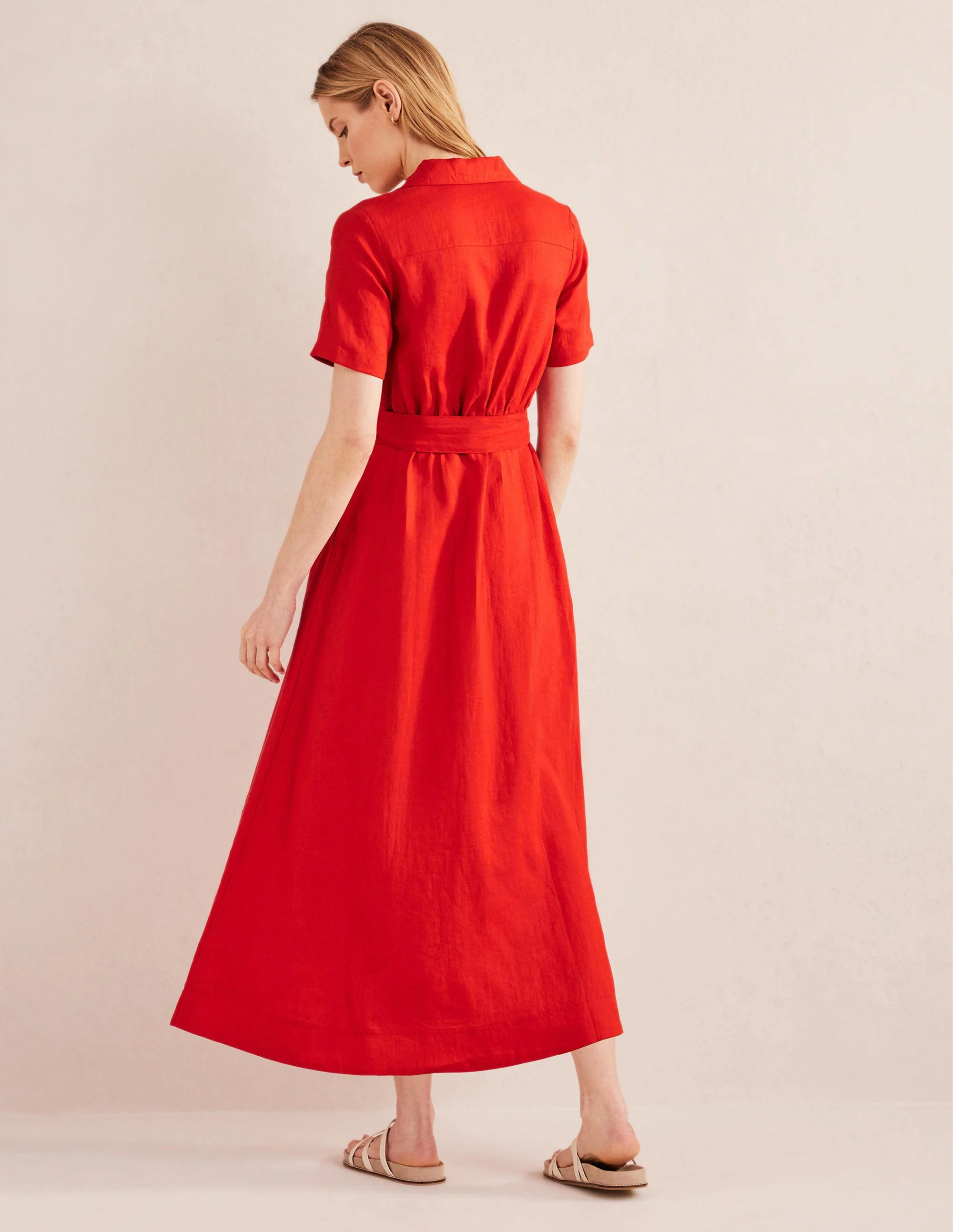 Maxi-Hemdblusenkleid mit Revers-Zinnoberrot - Image 3