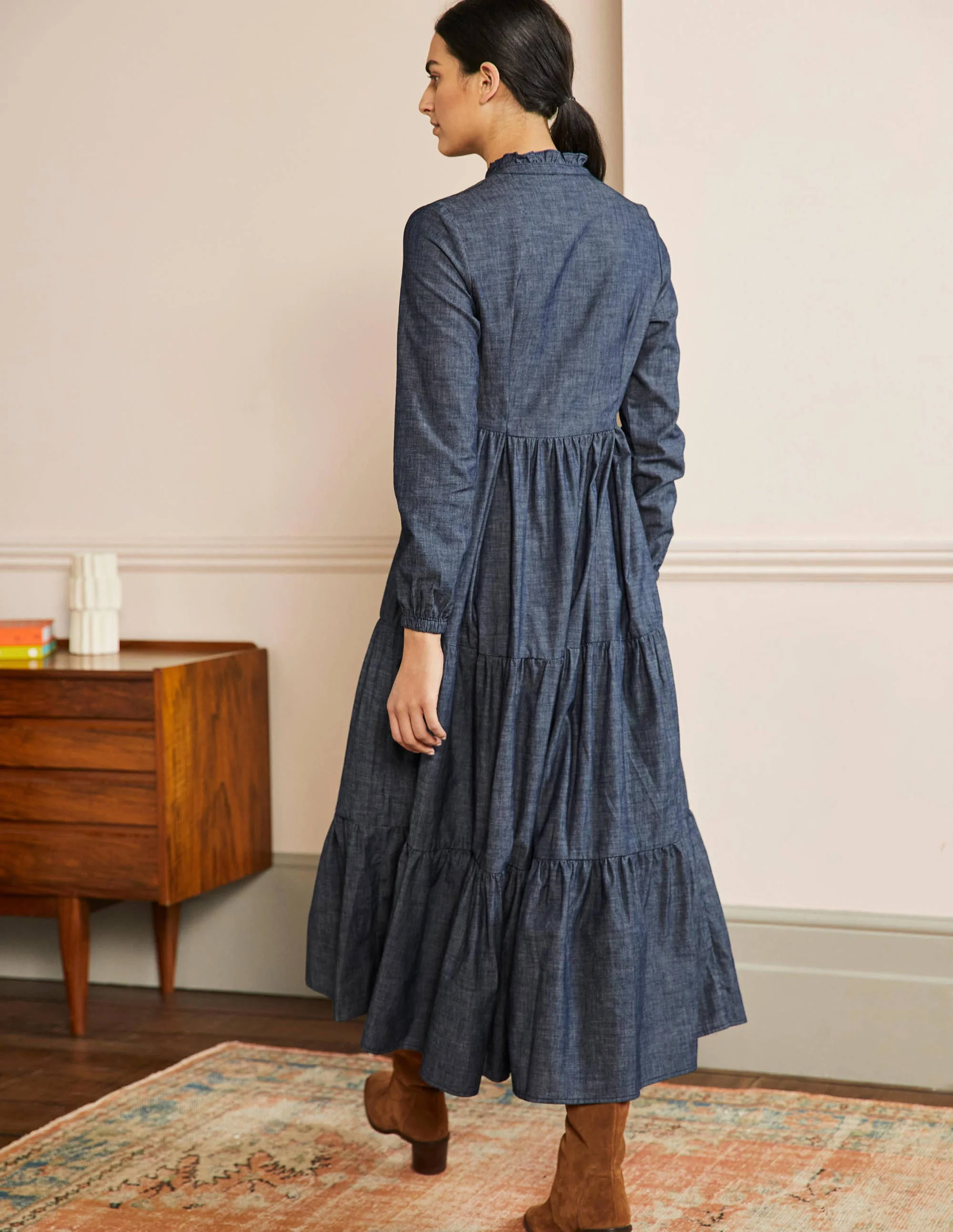 Maxi-Hemdblusenkleid mit Stufen-Denim - Image 3