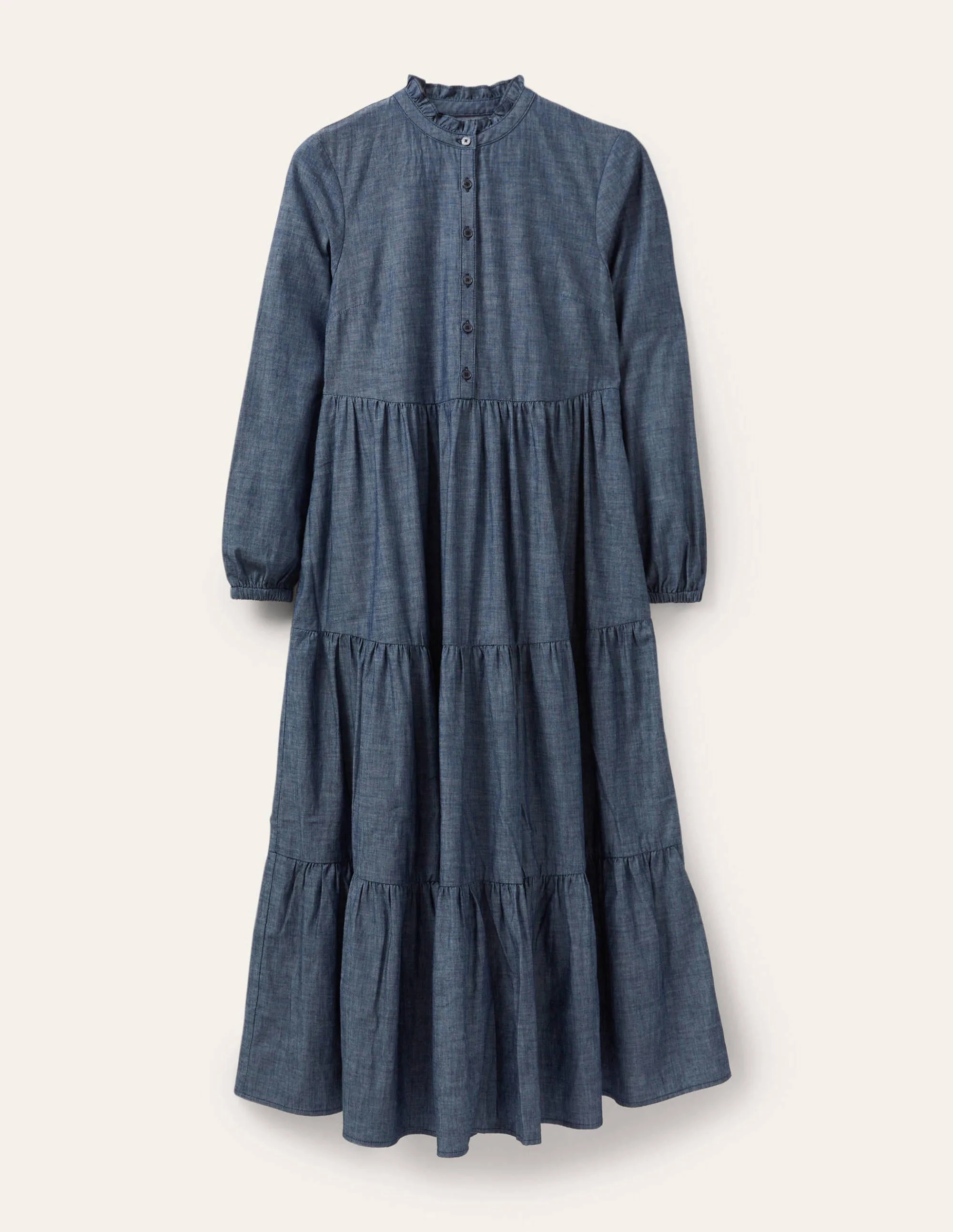 Maxi-Hemdblusenkleid mit Stufen-Denim - Image 5