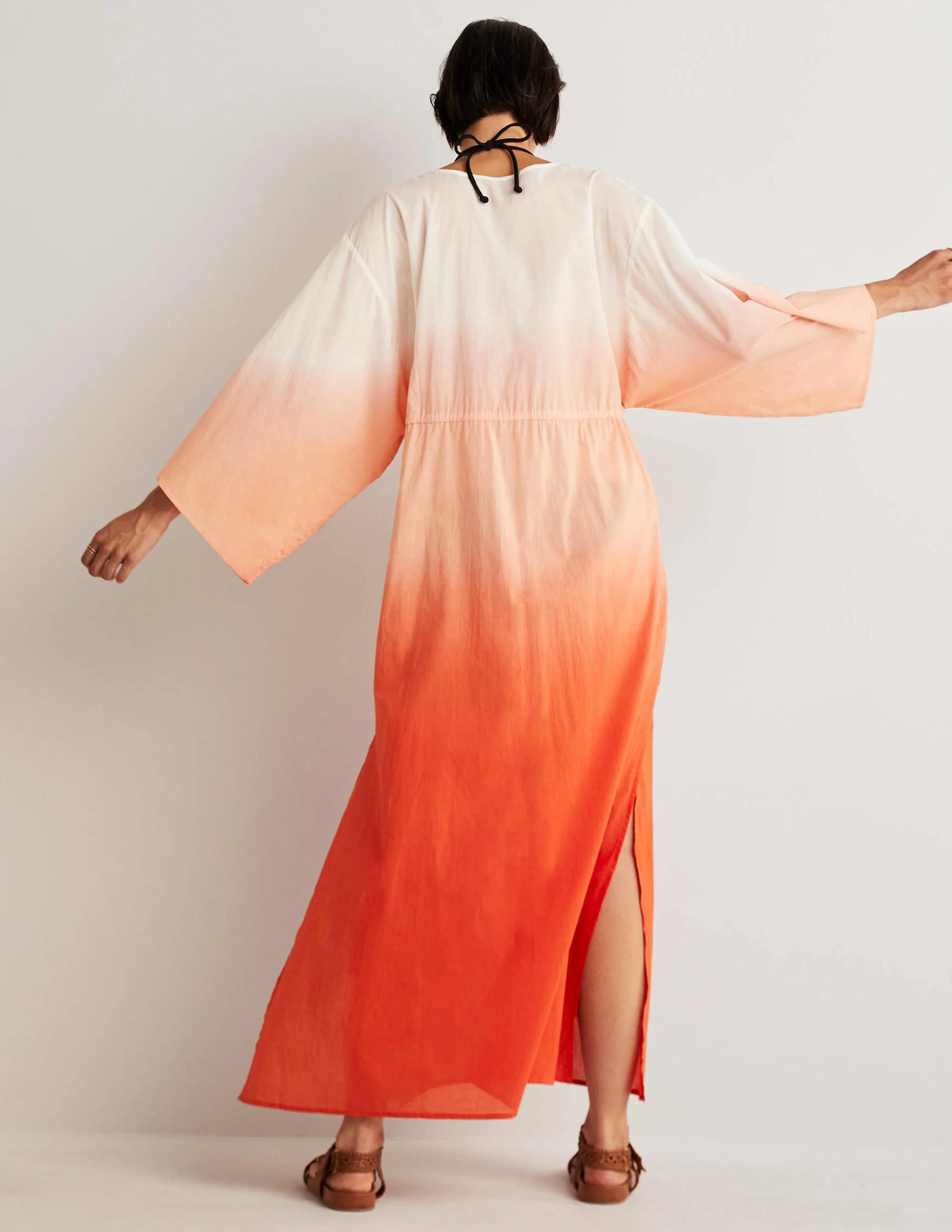 Maxi-Kaftankleid in Empire-Form-Feuerwerkskörperrot, Dip-Dye - Image 3