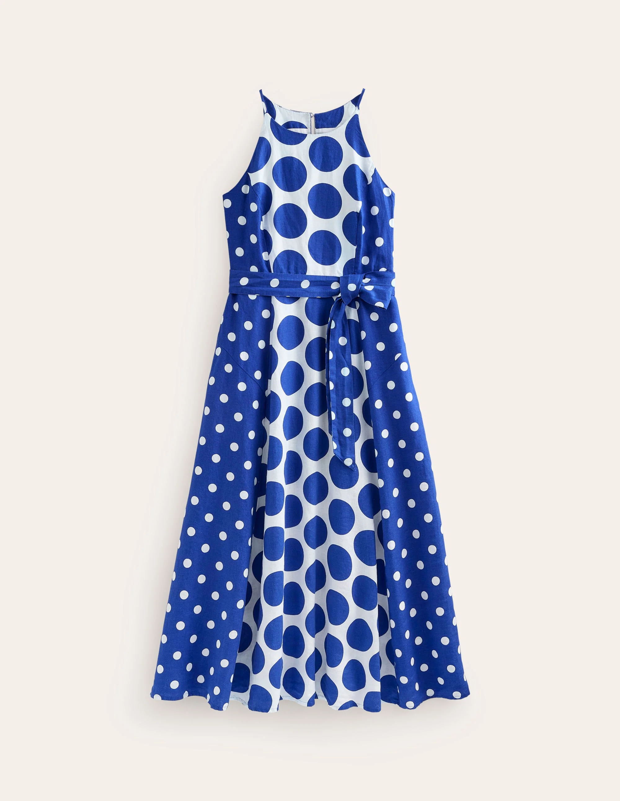 Maxi-Neckholderkleid aus Leinen-Surf the Web, Gepunktet - Image 6
