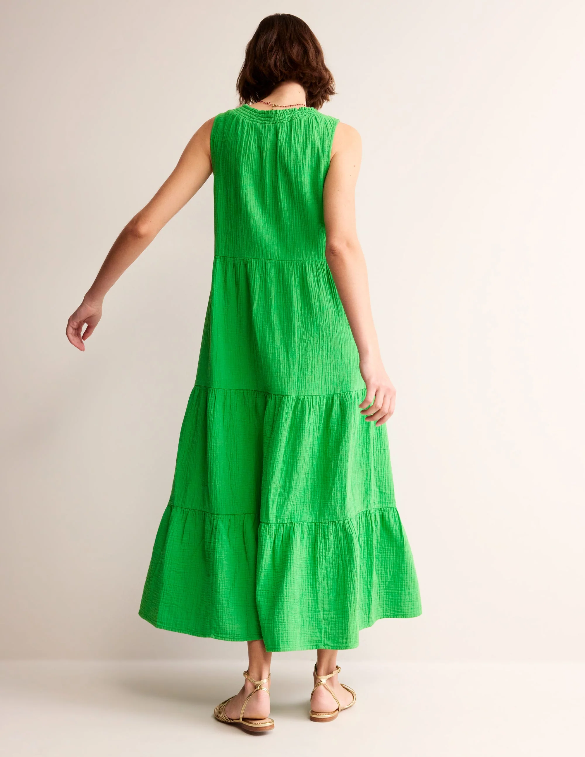 Maxi-Stufenkleid aus Doppeltuch-Black - Image 3