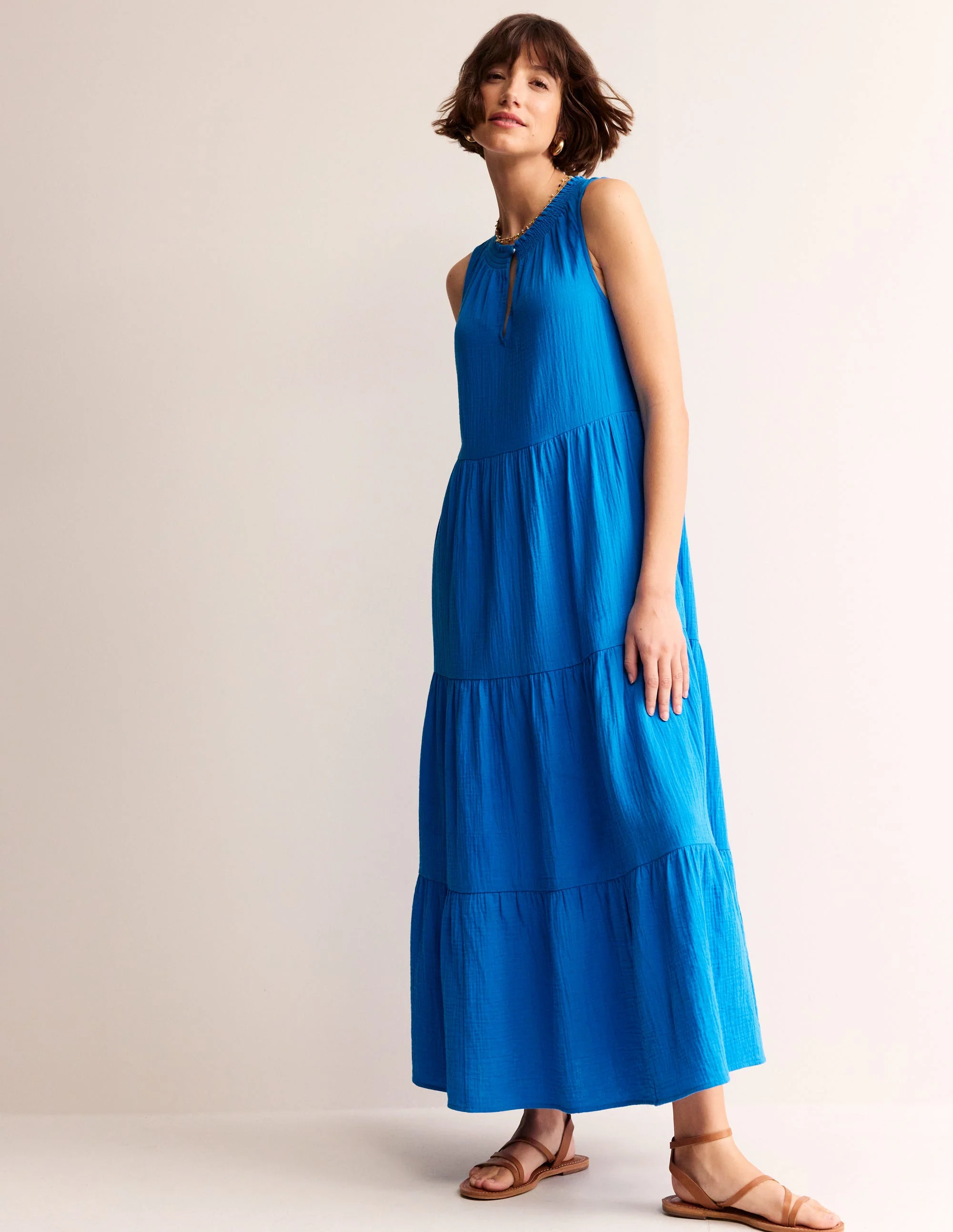 Maxi-Stufenkleid aus Doppeltuch-Indigofink - Image 2